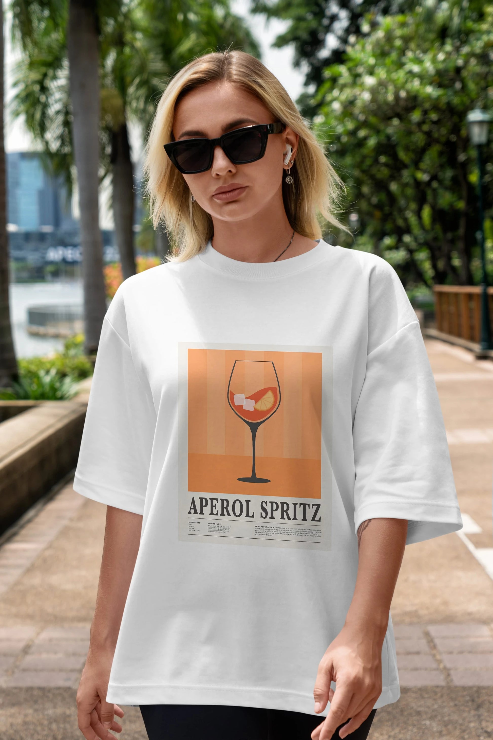 Aperol Spritz 8 Ön Baskılı Oversize t-shirt Erkek Kadın Unisex %100 Pamuk Bisiklet Yaka tişort