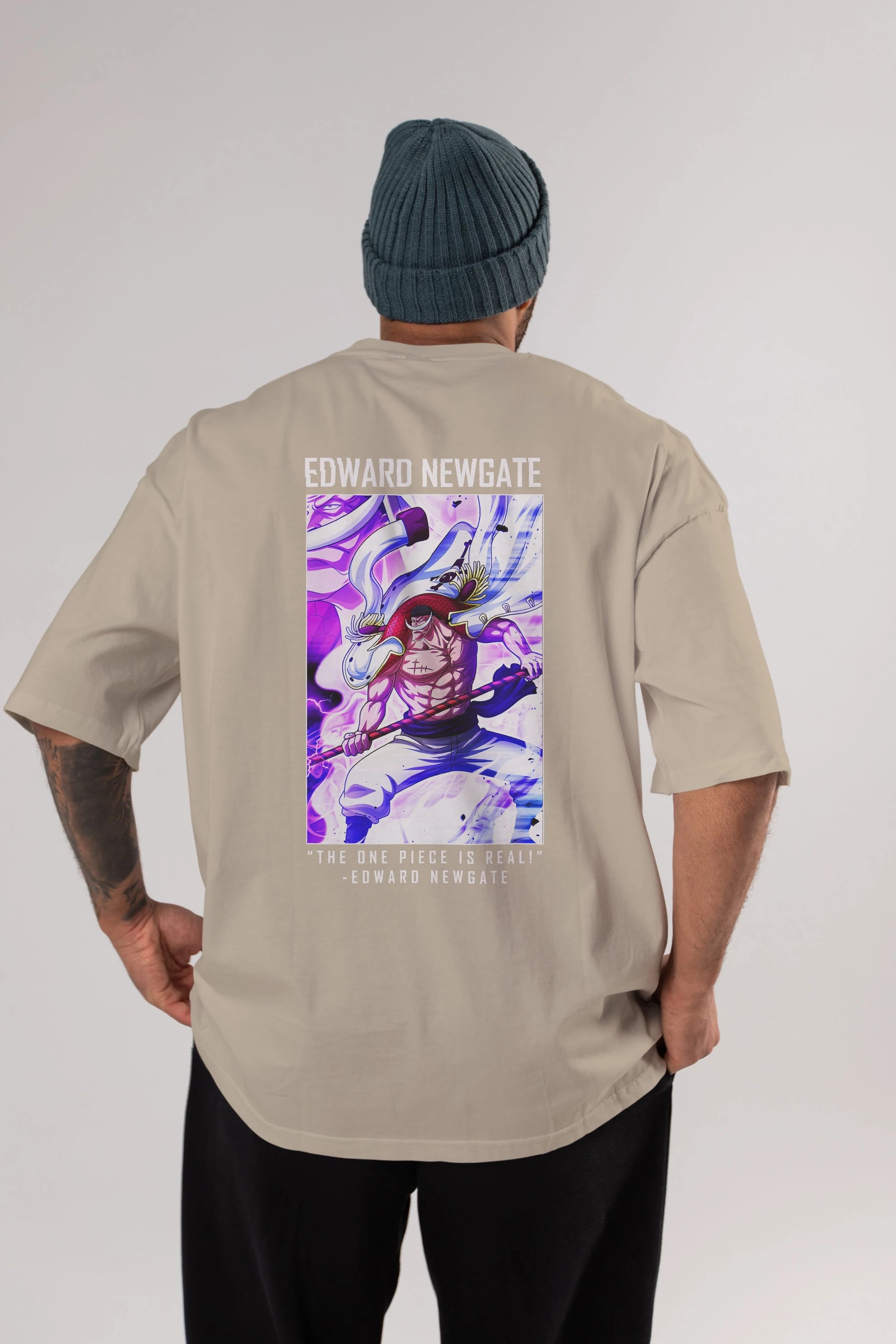 Edward Newgate Anime Arka Baskılı Oversize t-shirt Erkek Kadın Unisex %100 pamuk tişort