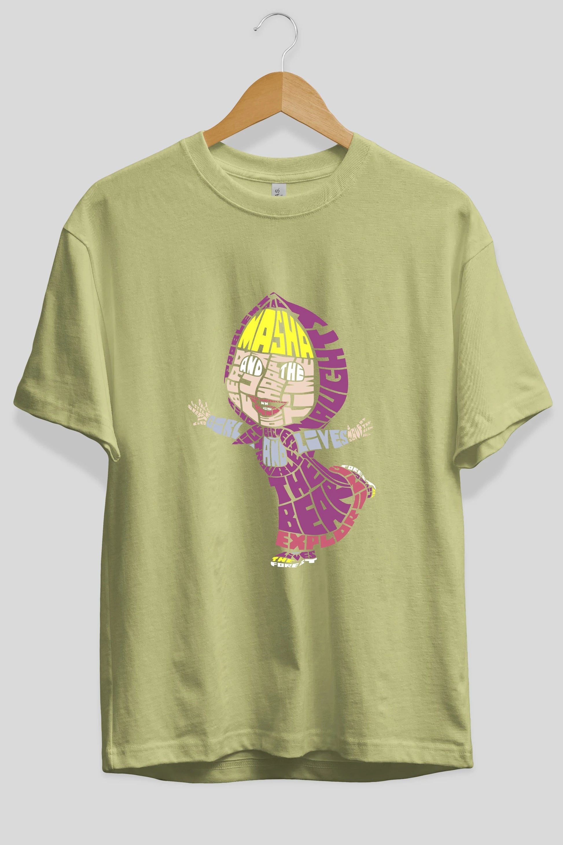 Masha And The Bear Ön Baskılı Oversize t-shirt %100 pamuk Erkek Kadın Unisex