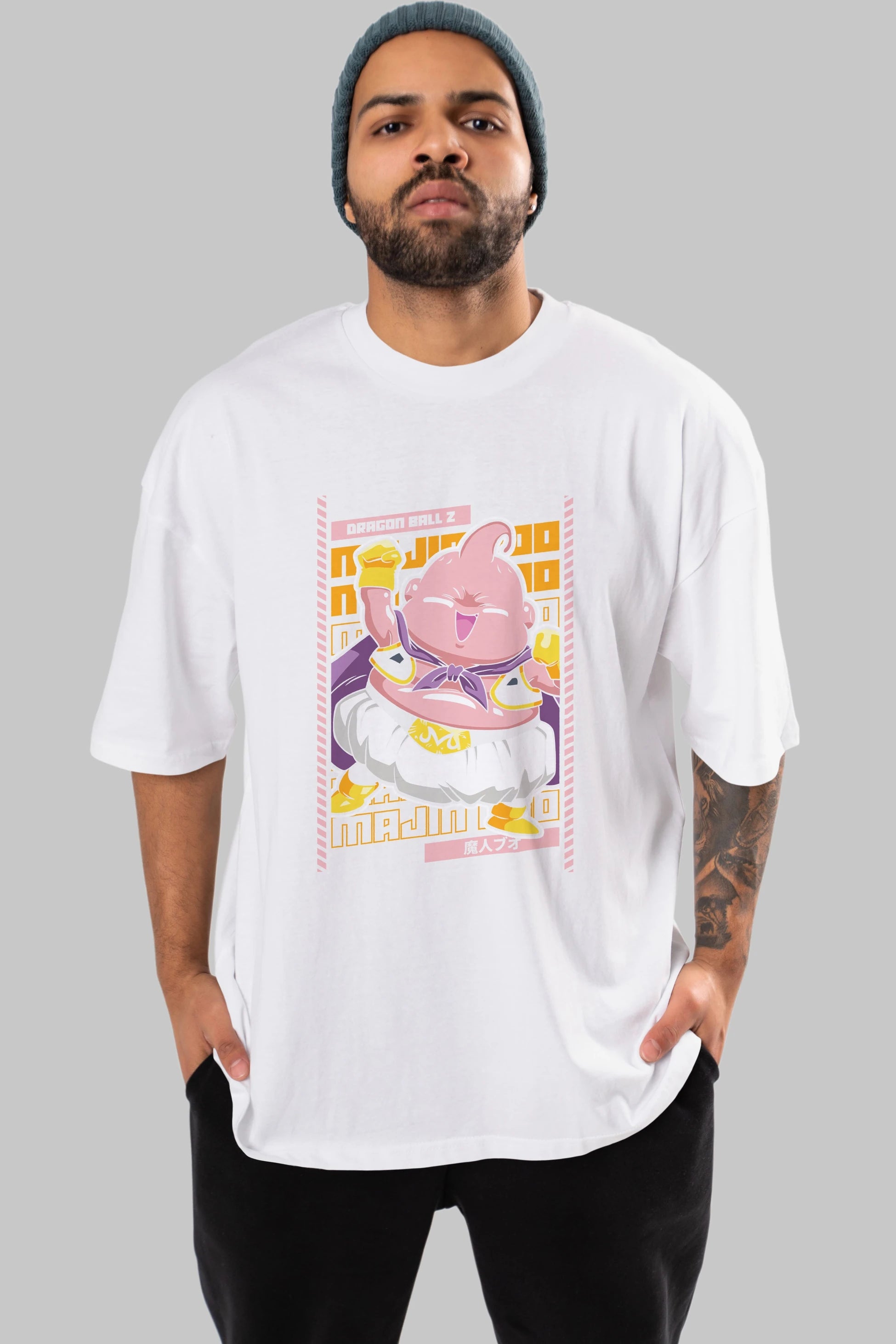 MAJIN BOO1 Anime Ön Baskılı Oversize t-shirt %100 pamuk Erkek Kadın Unisex