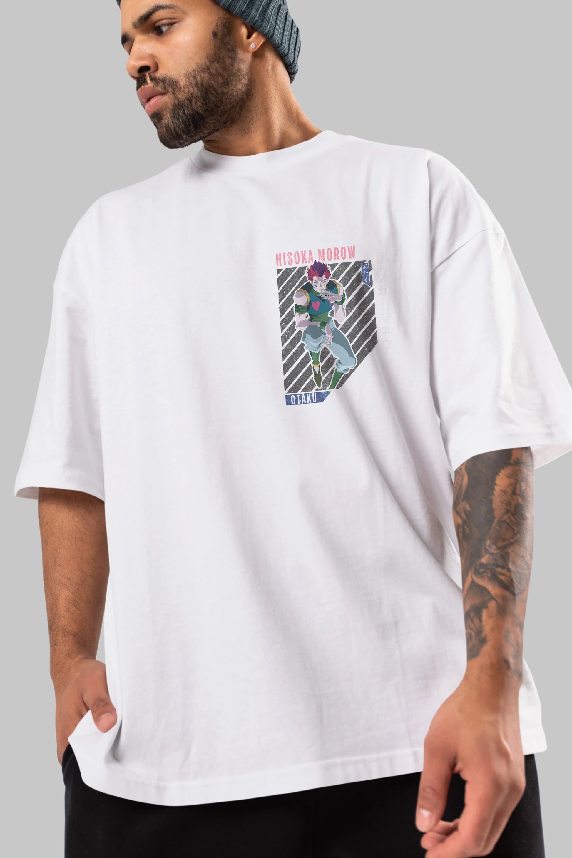 Hisoka Morow 2 2 Ön Sol Baskılı Oversize t-shirt Erkek Kadın Unisex %100 Pamuk Bisiklet Yaka tişort