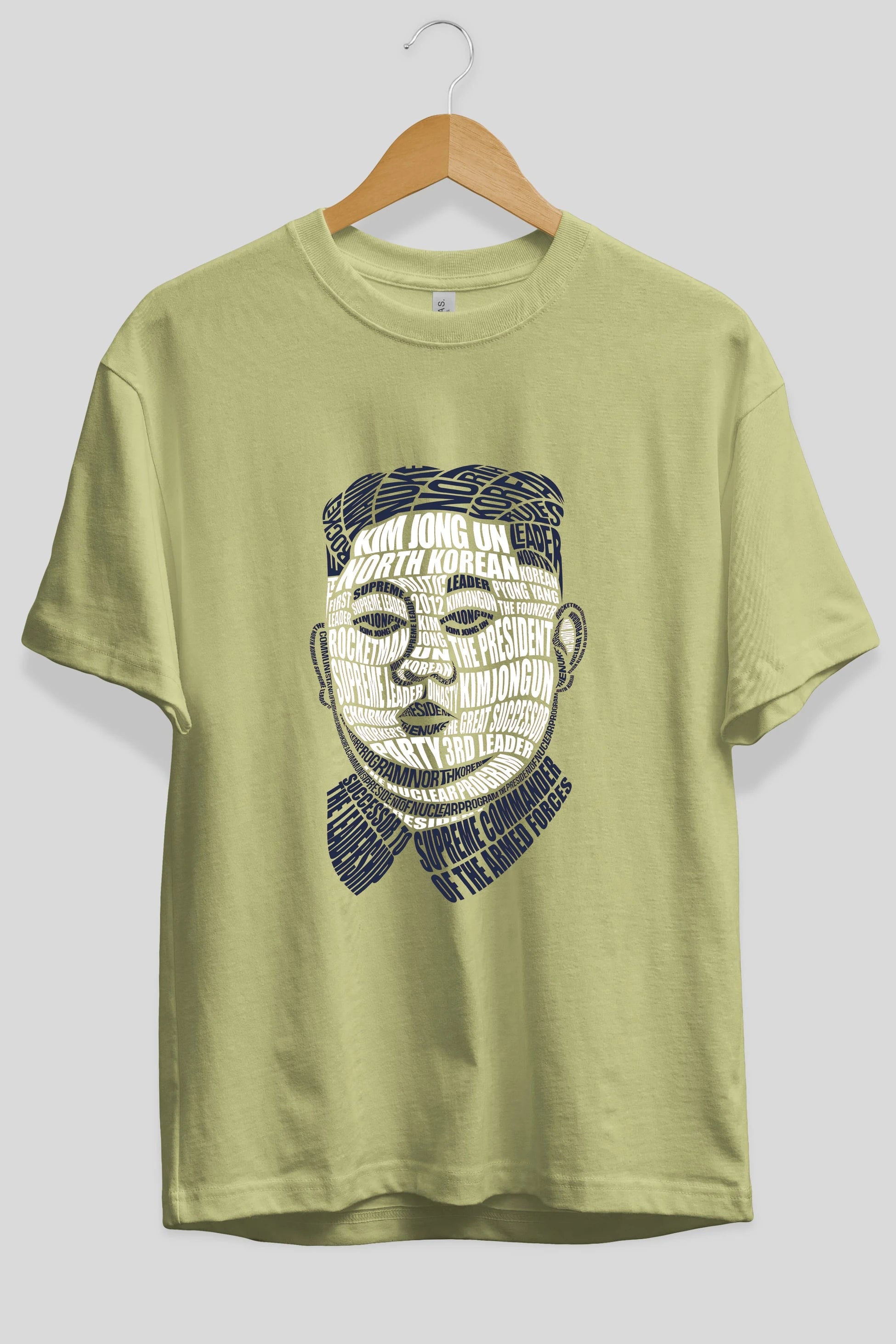 Kim Jong Un Calligram Ön Baskılı Oversize t-shirt %100 pamuk Erkek Kadın Unisex