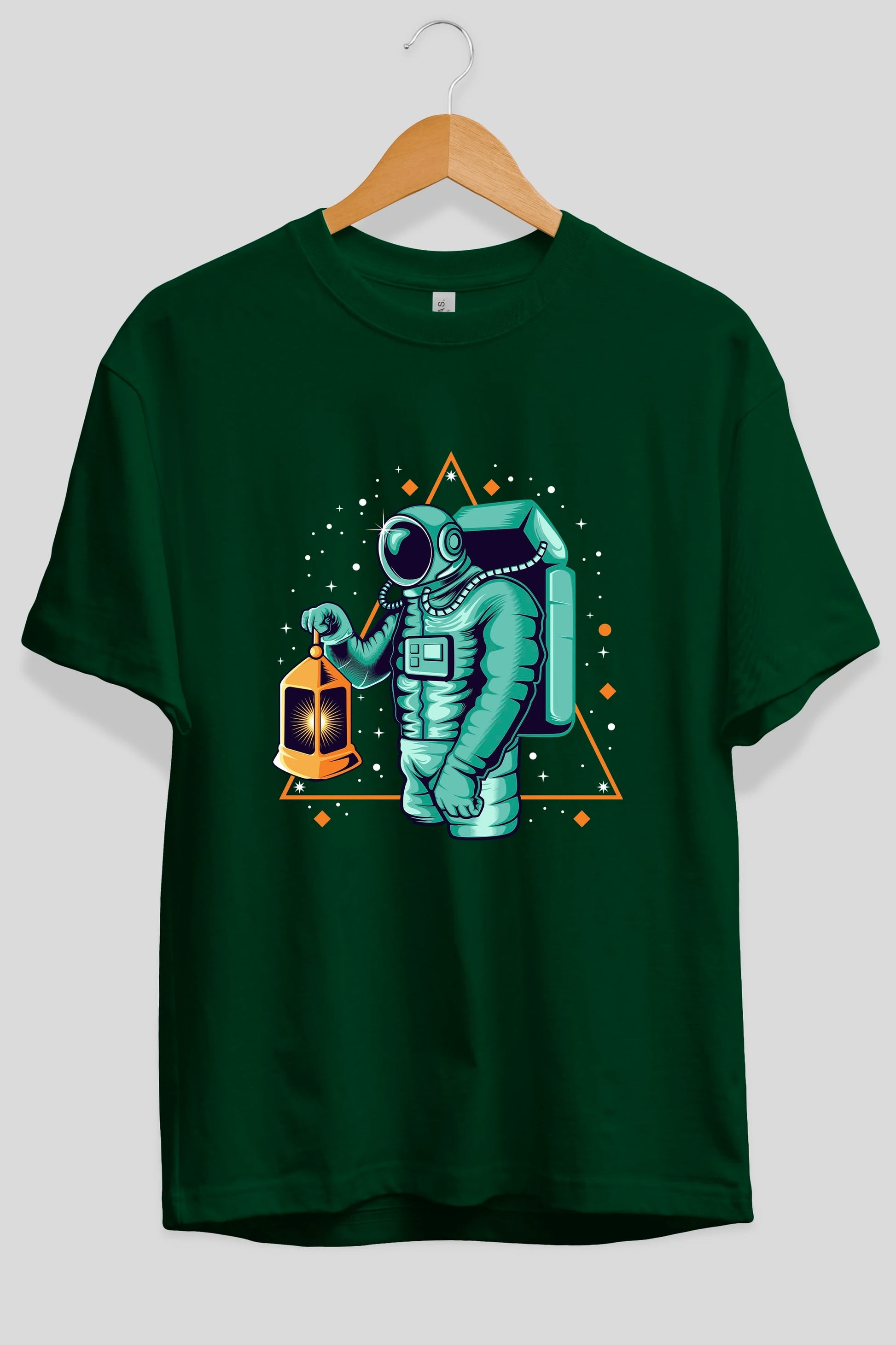 Astronaut Lantern Ön Baskılı Oversize t-shirt Erkek Kadın Unisex