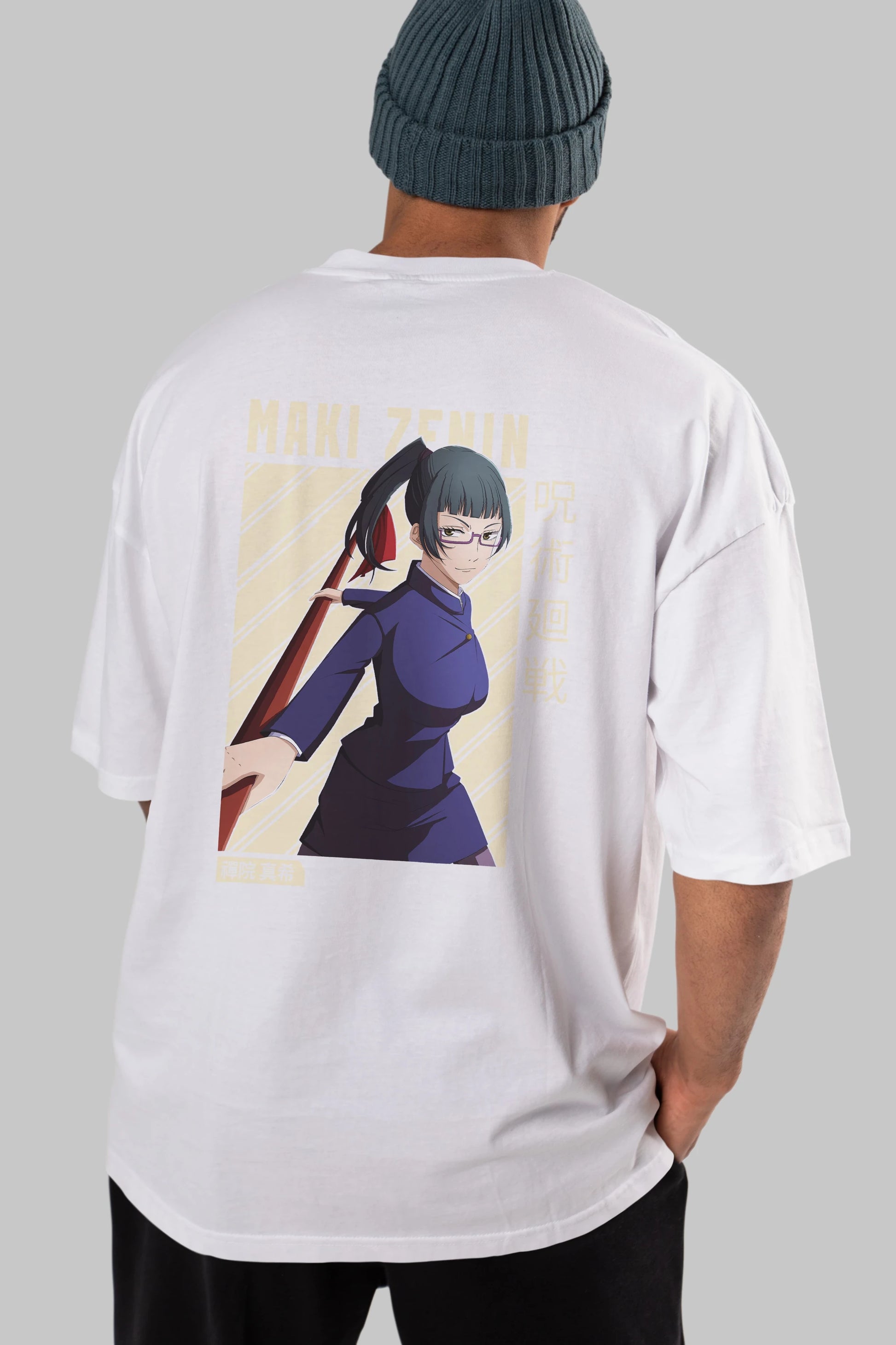 Maki Zenin CHAİNSAWMAN Anime Arka Baskılı Oversize t-shirt Erkek Kadın Unisex