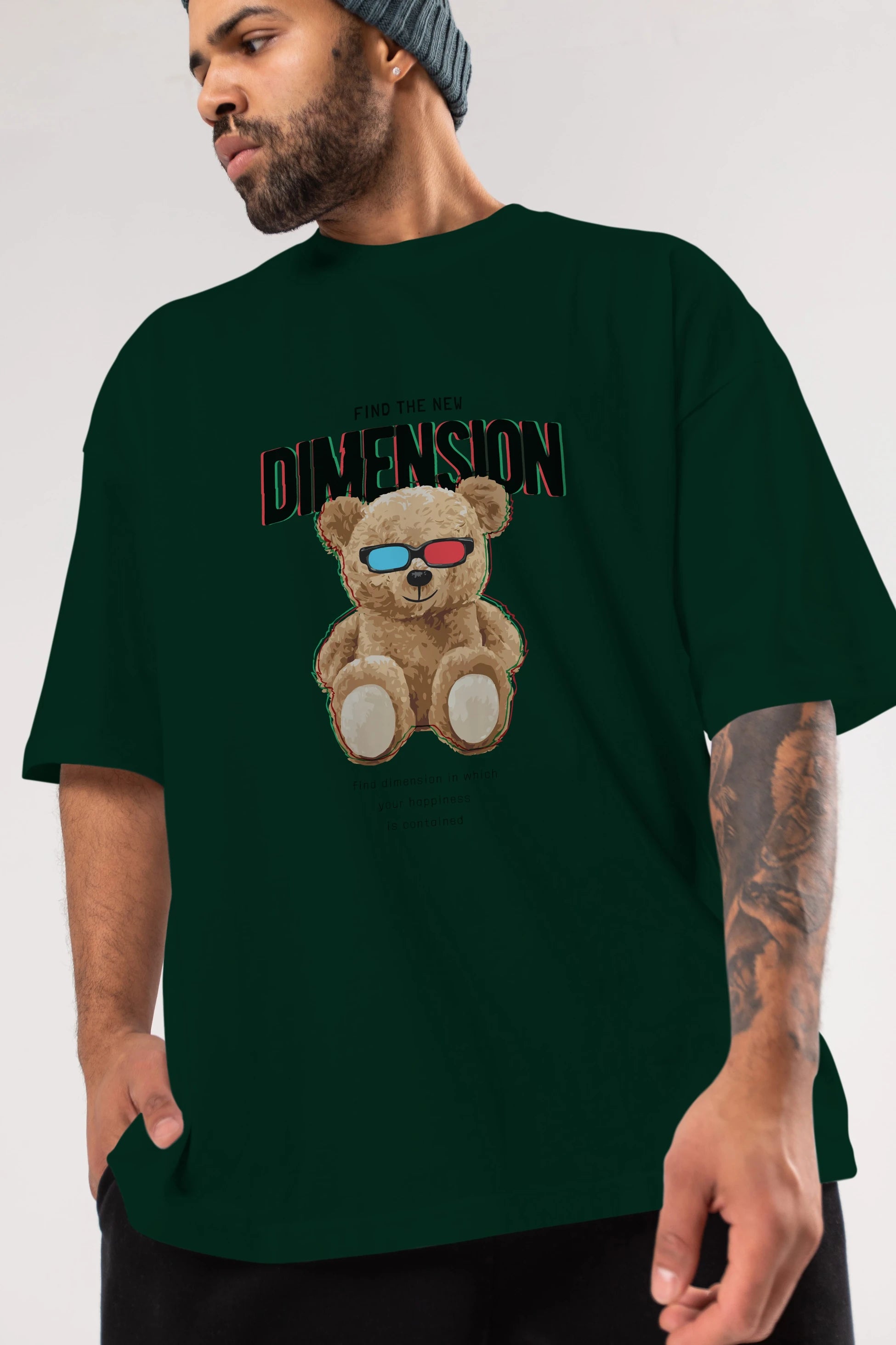 Teddy Bear Dimension Ön Baskılı Oversize t-shirt Erkek Kadın Unisex %100 Pamuk