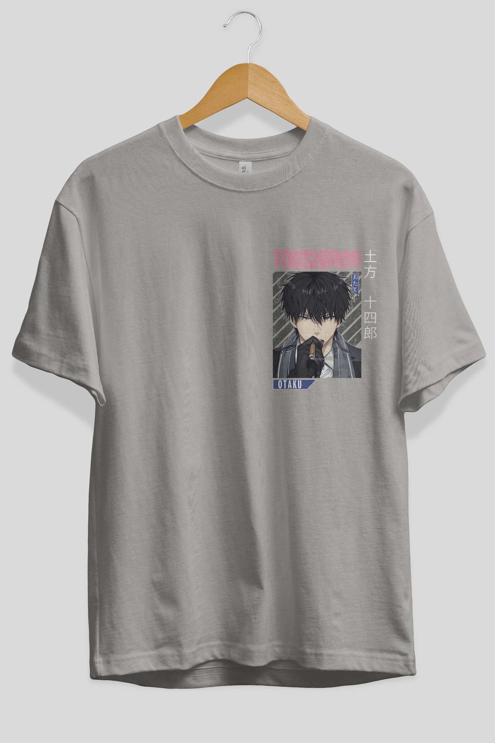 Toushirou Hijikata 2 Ön Sol Baskılı Oversize t-shirt Erkek Kadın Unisex %100 Pamuk Bisiklet Yaka tişort