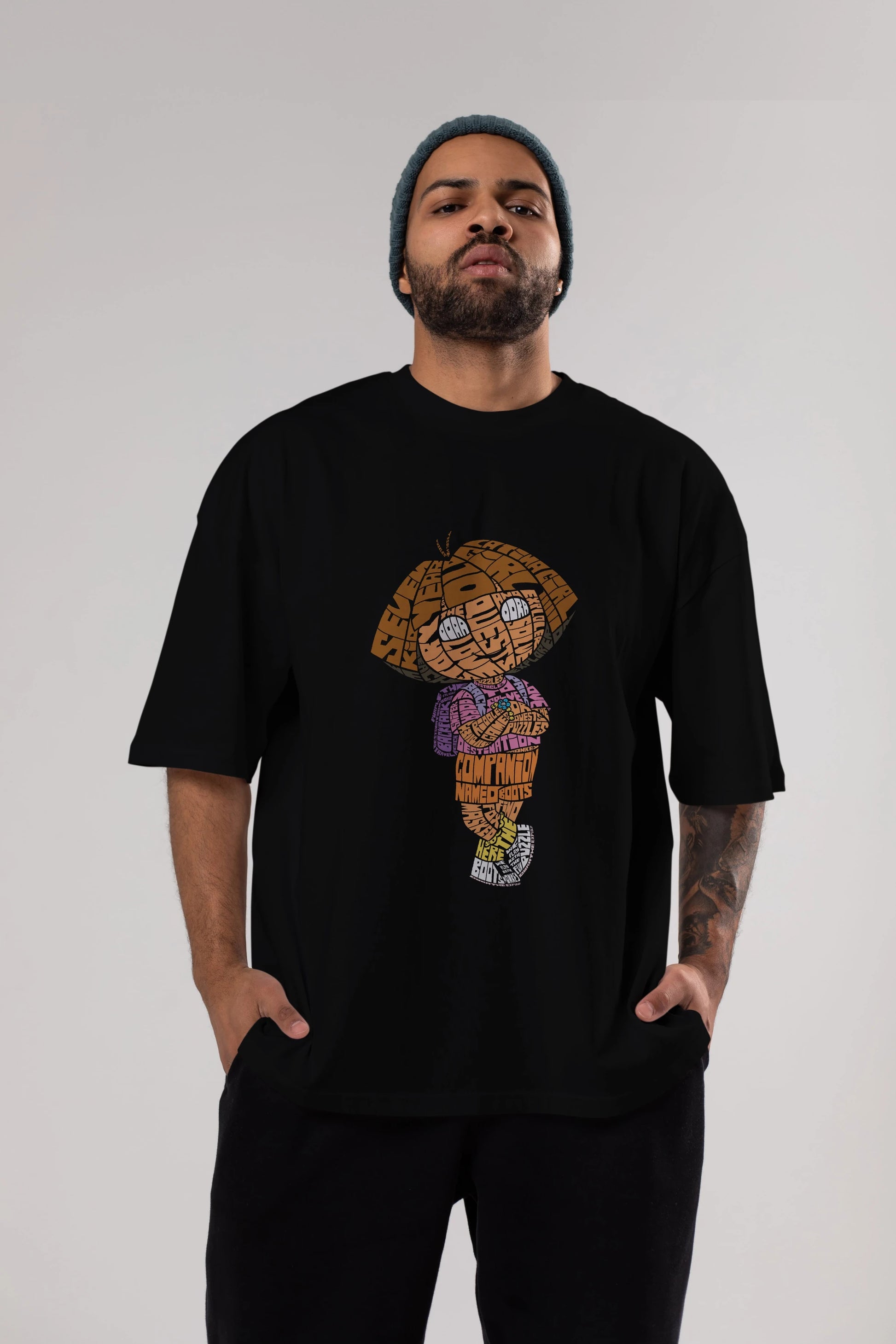 Dora Ön Baskılı Oversize t-shirt %100 pamuk Erkek Kadın Unisex