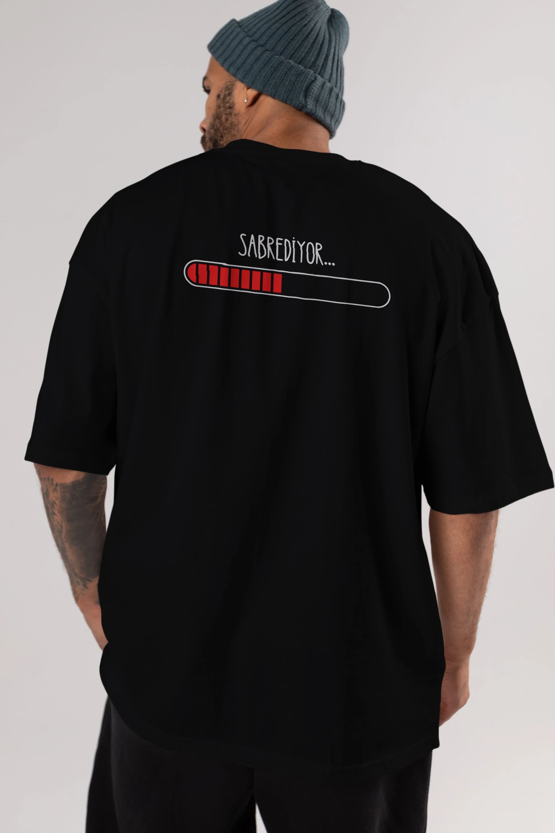 Sabrediyor Yazılı Arka Baskılı Oversize t-shirt Erkek Kadın Unisex