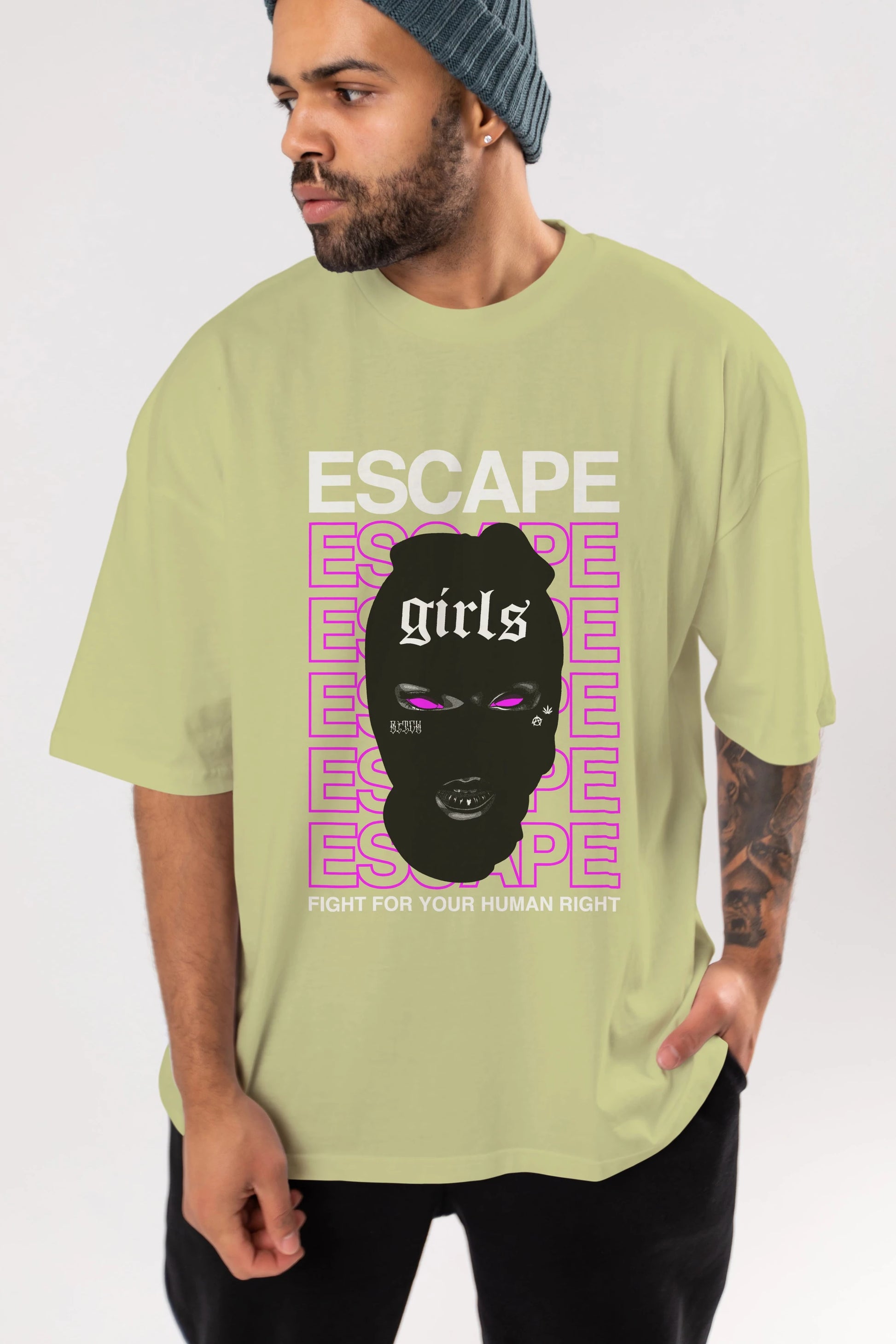 Escape Girl Ön Baskılı Oversize t-shirt Erkek Kadın Unisex