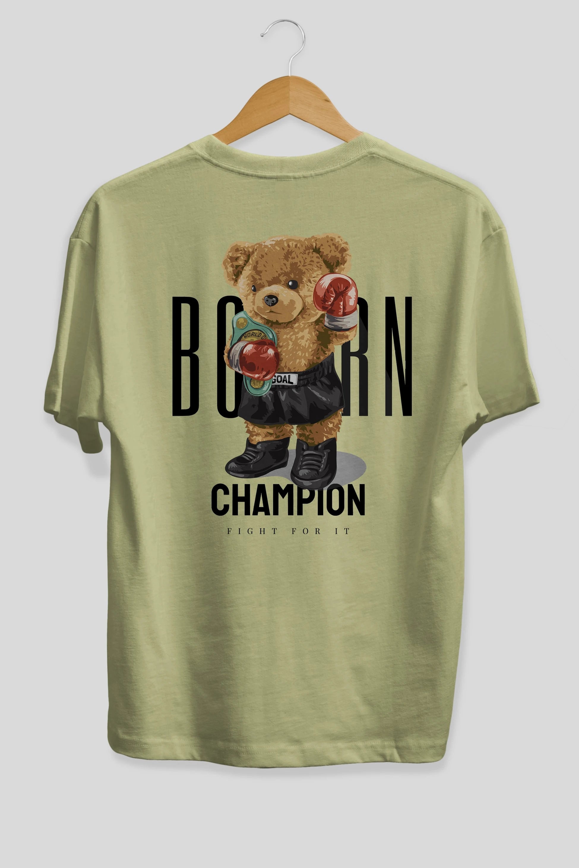 Teddy Bear Champion Arka Baskılı Oversize t-shirt Erkek Kadın Unisex %100 Pamuk