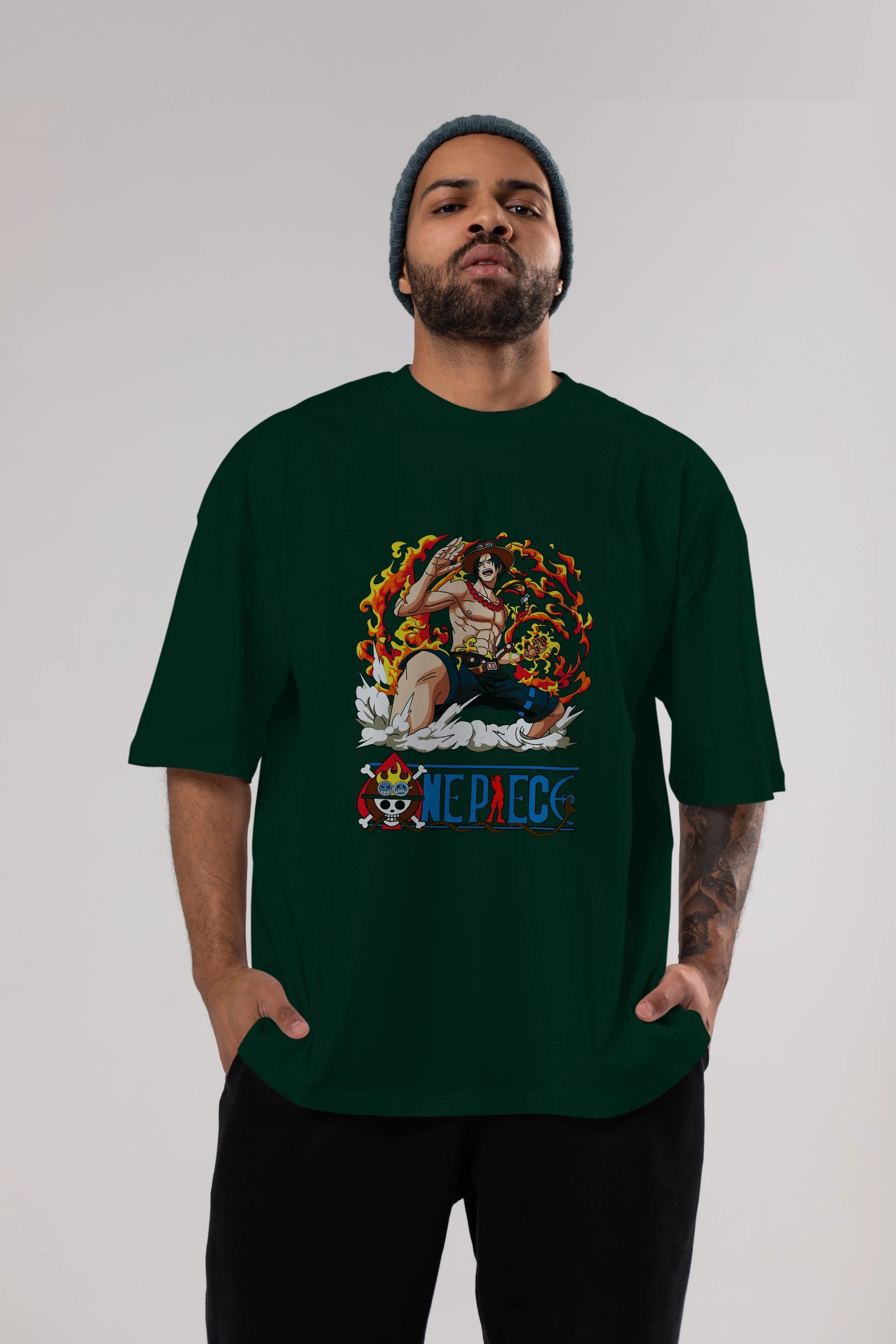 One Piece Anime Ön Baskılı Oversize t-shirt Erkek Kadın Unisex