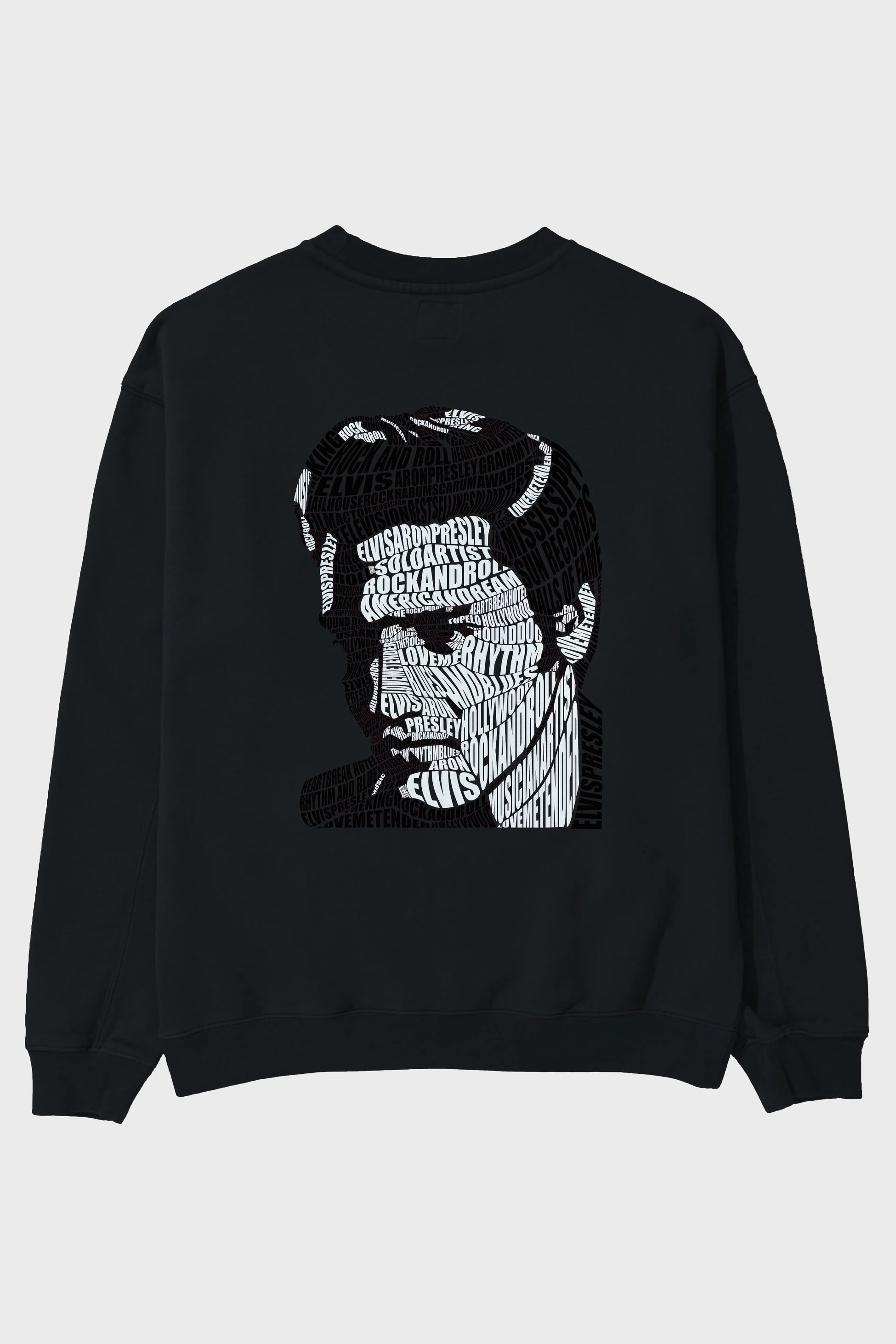 Elvis Presley Calligram Arka Baskılı Oversize Sweatshirt Erkek Kadın Unisex