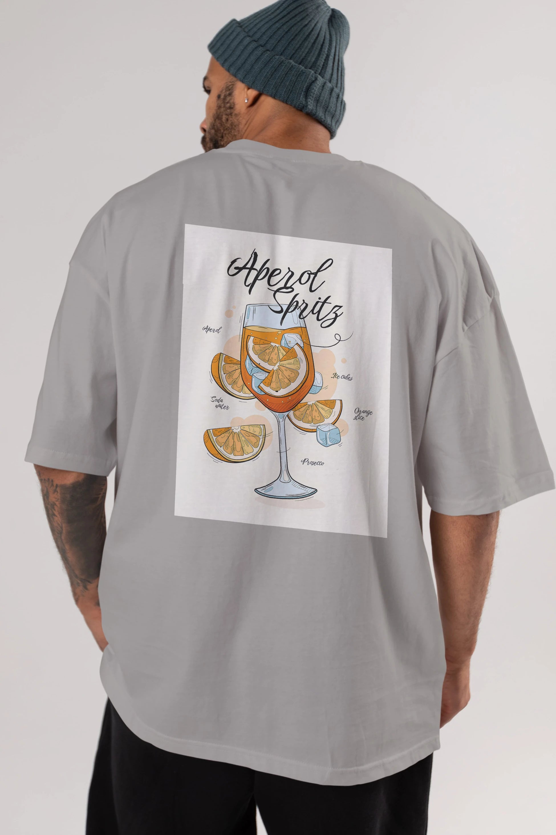 Aperol Spritz 6 Arka Baskılı Oversize t-shirt Erkek Kadın Unisex %100 Pamuk Bisiklet Yaka tişort