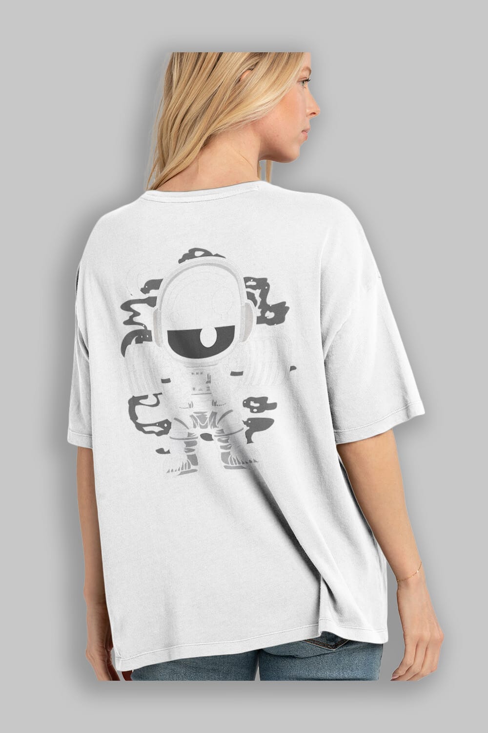 Astronaut Barbell Body Builder Arka Baskılı Oversize t-shirt Erkek Kadın Unisex