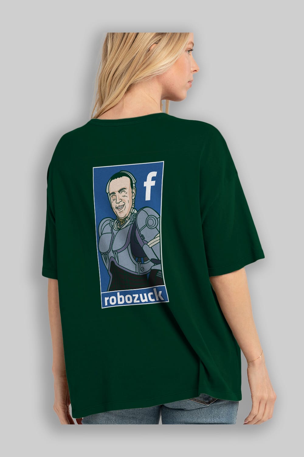Robozuck Arka Baskılı Oversize t-shirt Erkek Kadın Unisex %100 Pamuk tişort