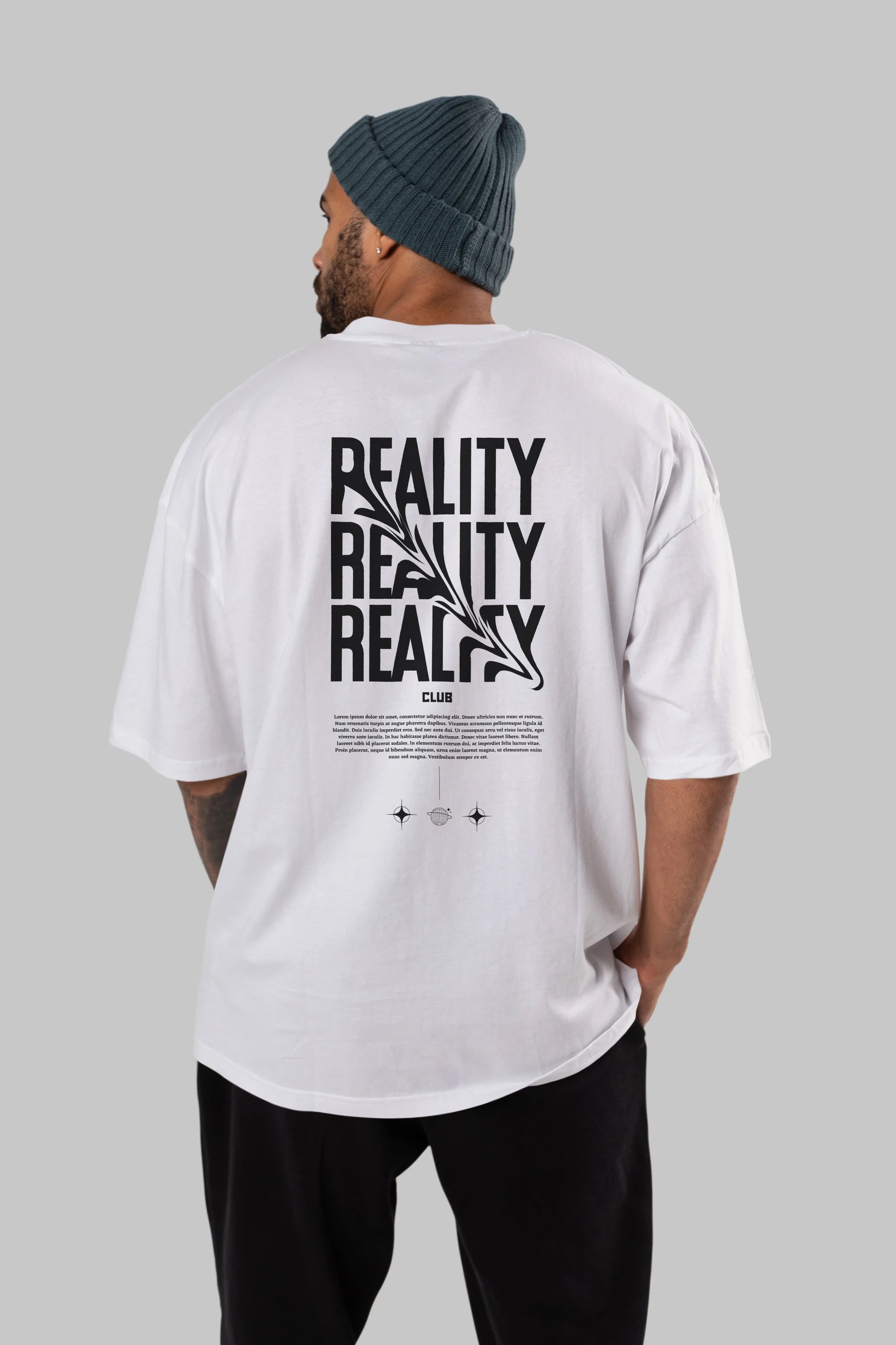 Reality Yazılı Arka Baskılı Oversize t-shirt Erkek Kadın Unisex