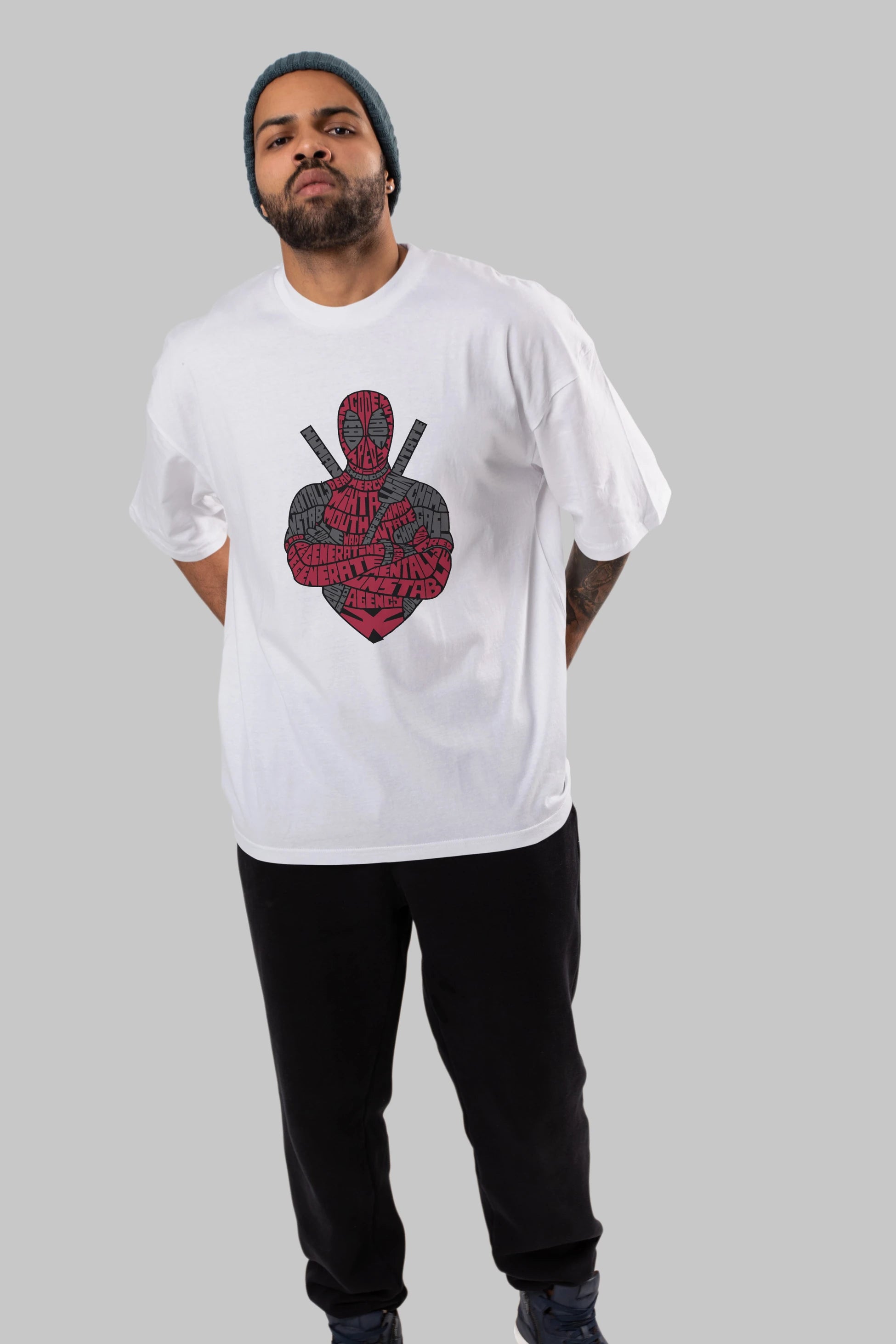 Dead Red Ön Baskılı Oversize t-shirt %100 pamuk Erkek Kadın Unisex