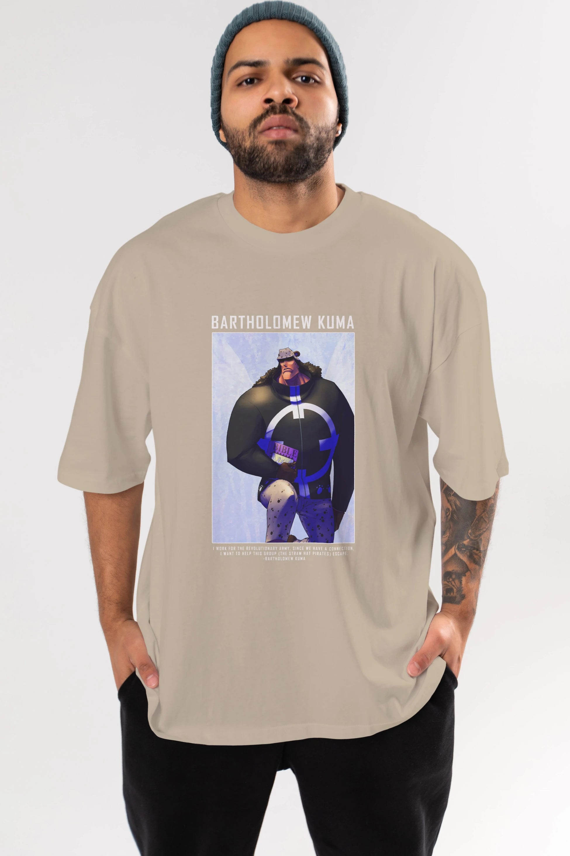 Bartholomew Kuma Anime Ön Baskılı Oversize t-shirt Erkek Kadın Unisex