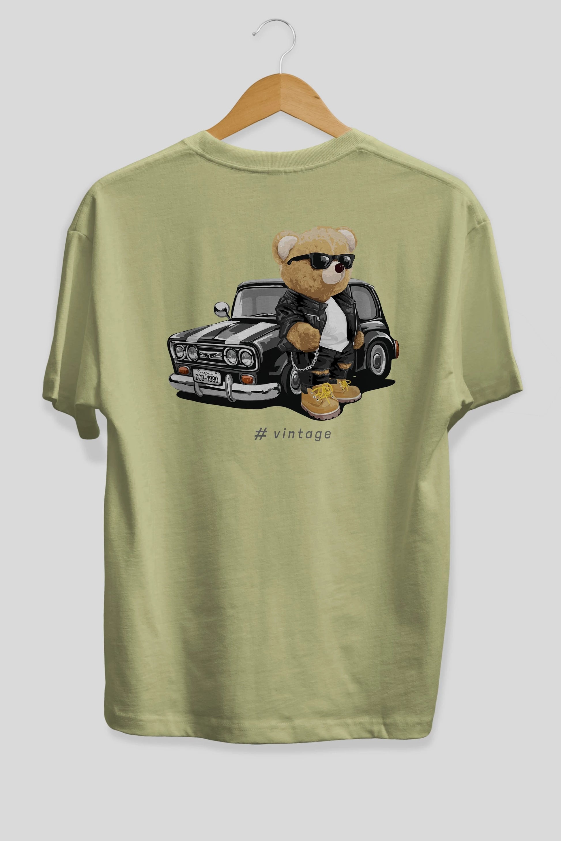 Teddy Bear Vintage Arka Baskılı Oversize t-shirt Erkek Kadın Unisex %100 Pamuk