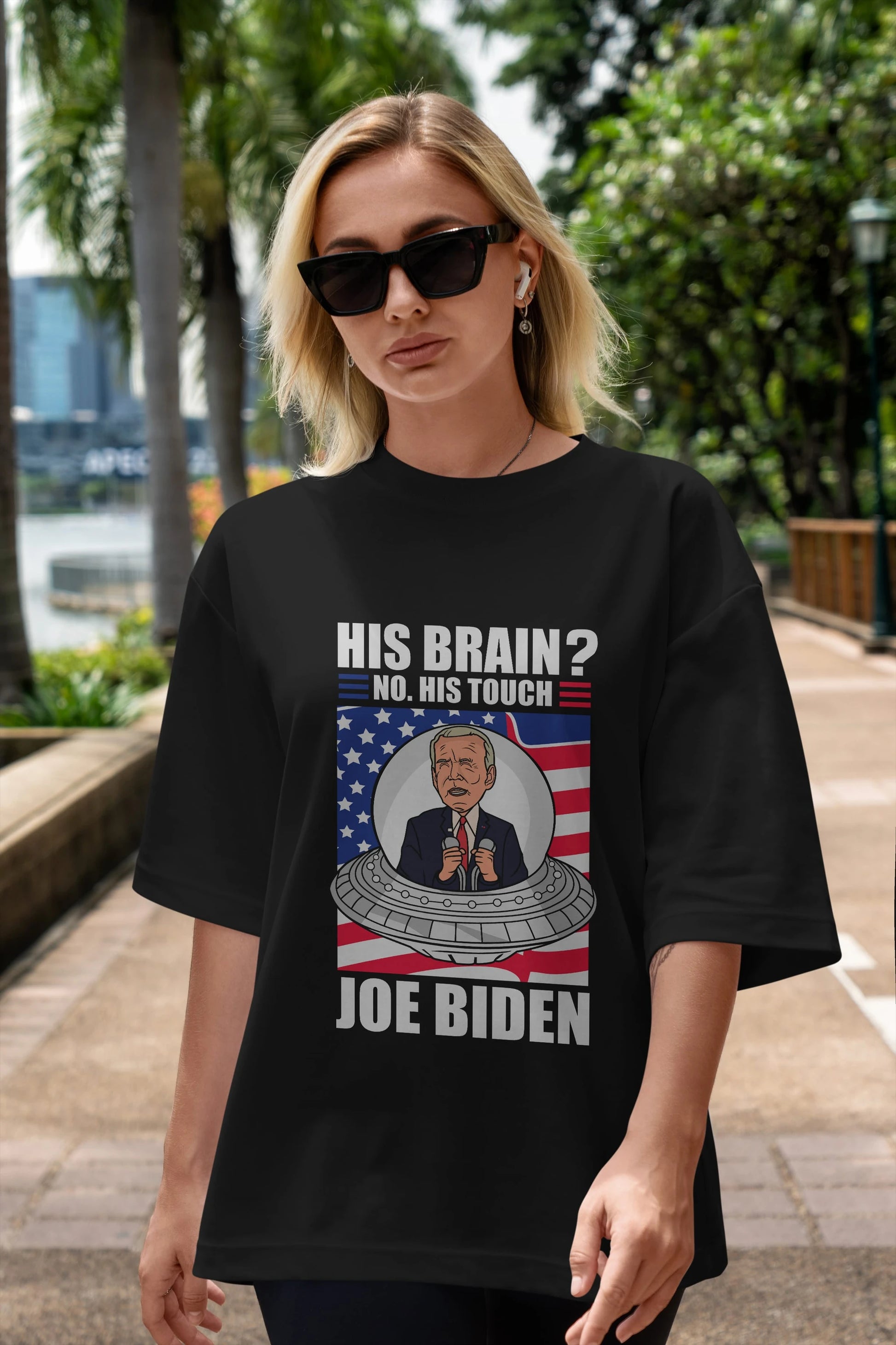 Alien Biden Ön Baskılı Oversize t-shirt Erkek Kadın Unisex %100 Pamuk tişort