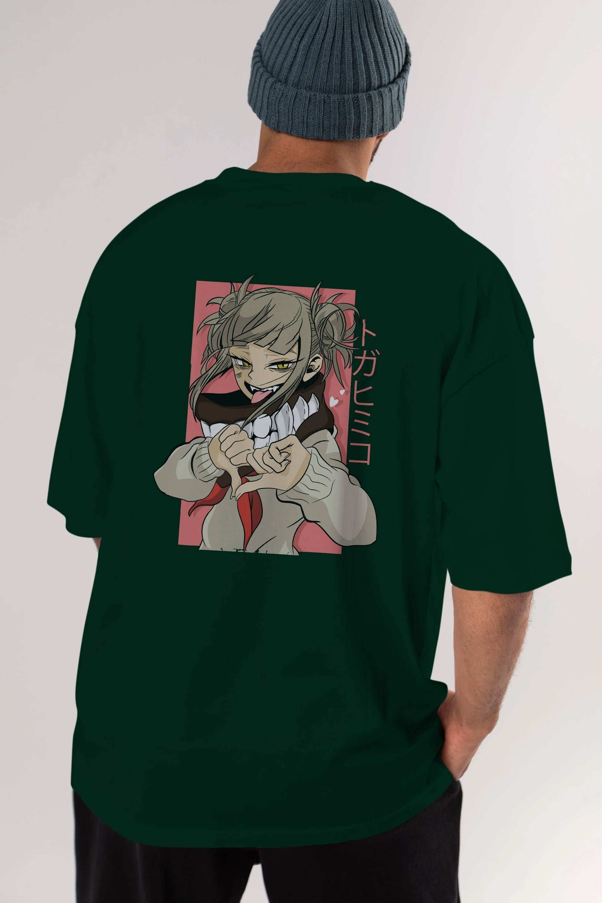 Himiko Toga Anime Arka Baskılı Oversize t-shirt Erkek Kadın Unisex
