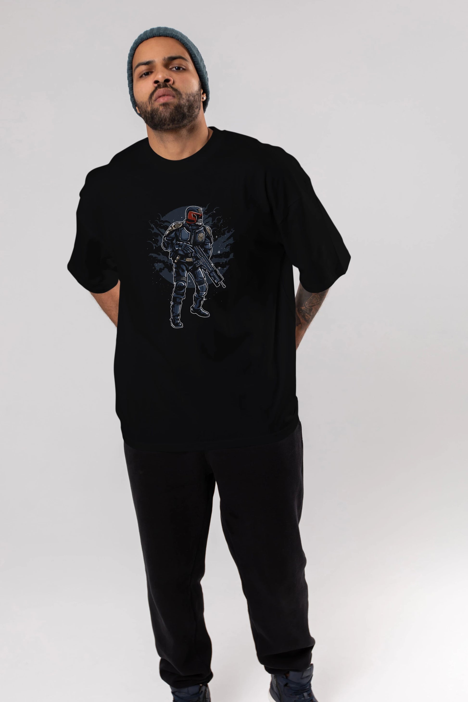 Judge Skull Ön Baskılı Oversize t-shirt Erkek Kadın Unisex %100 Pamuk tişort