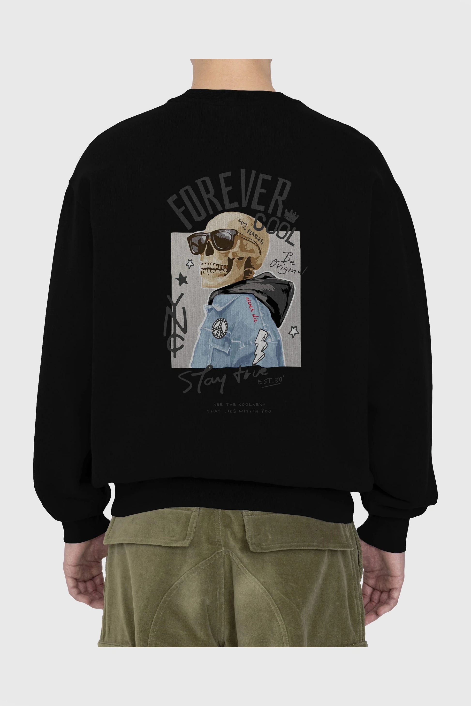 Teddy Bear Forever Cool Arka Baskılı Oversize Sweatshirt Erkek Kadın Unisex