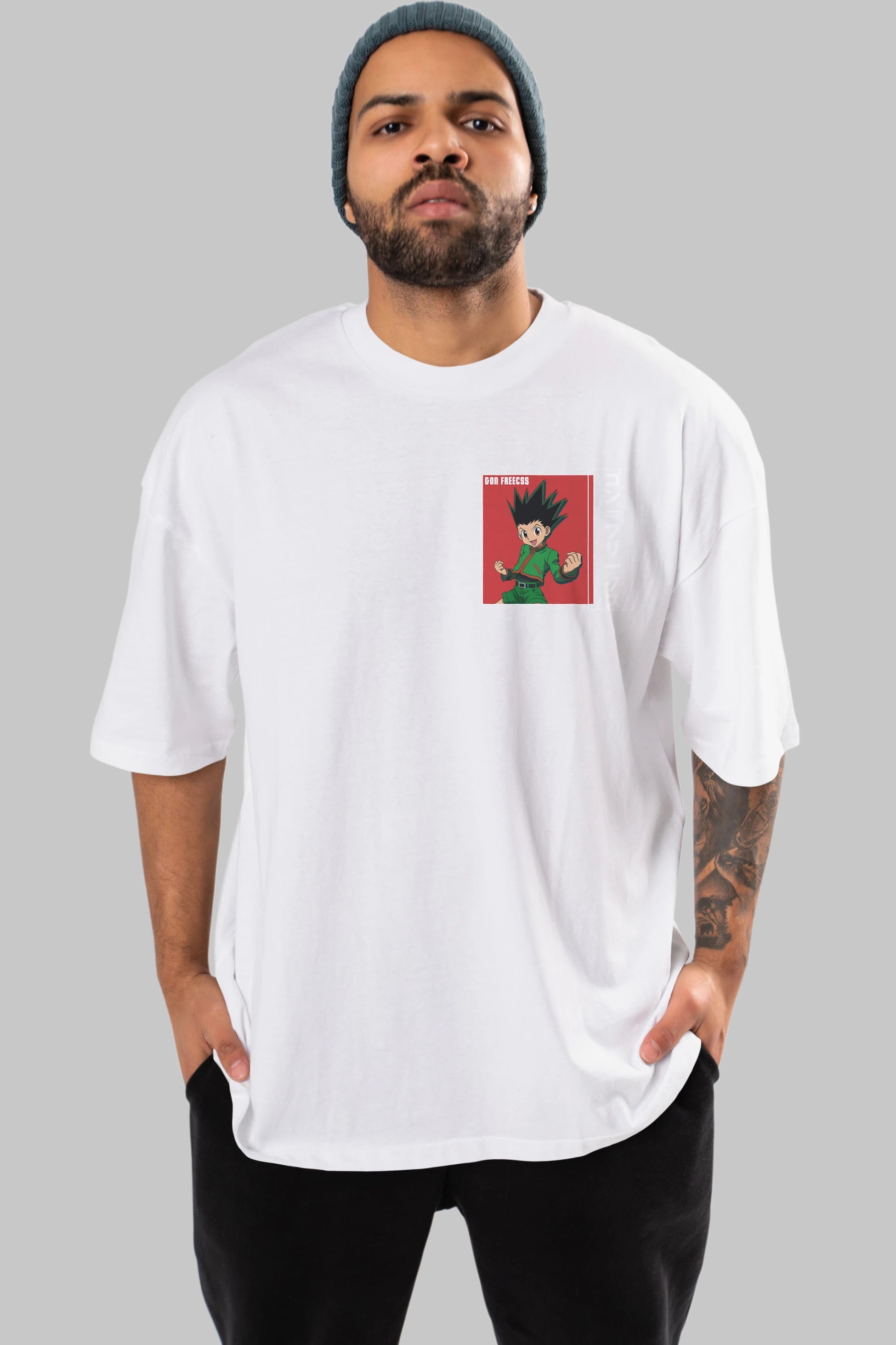 Gon Freecss HUNTER X HUNTER 5 Ön Sol Baskılı Oversize t-shirt Erkek Kadın Unisex %100 Pamuk Bisiklet Yaka tişort