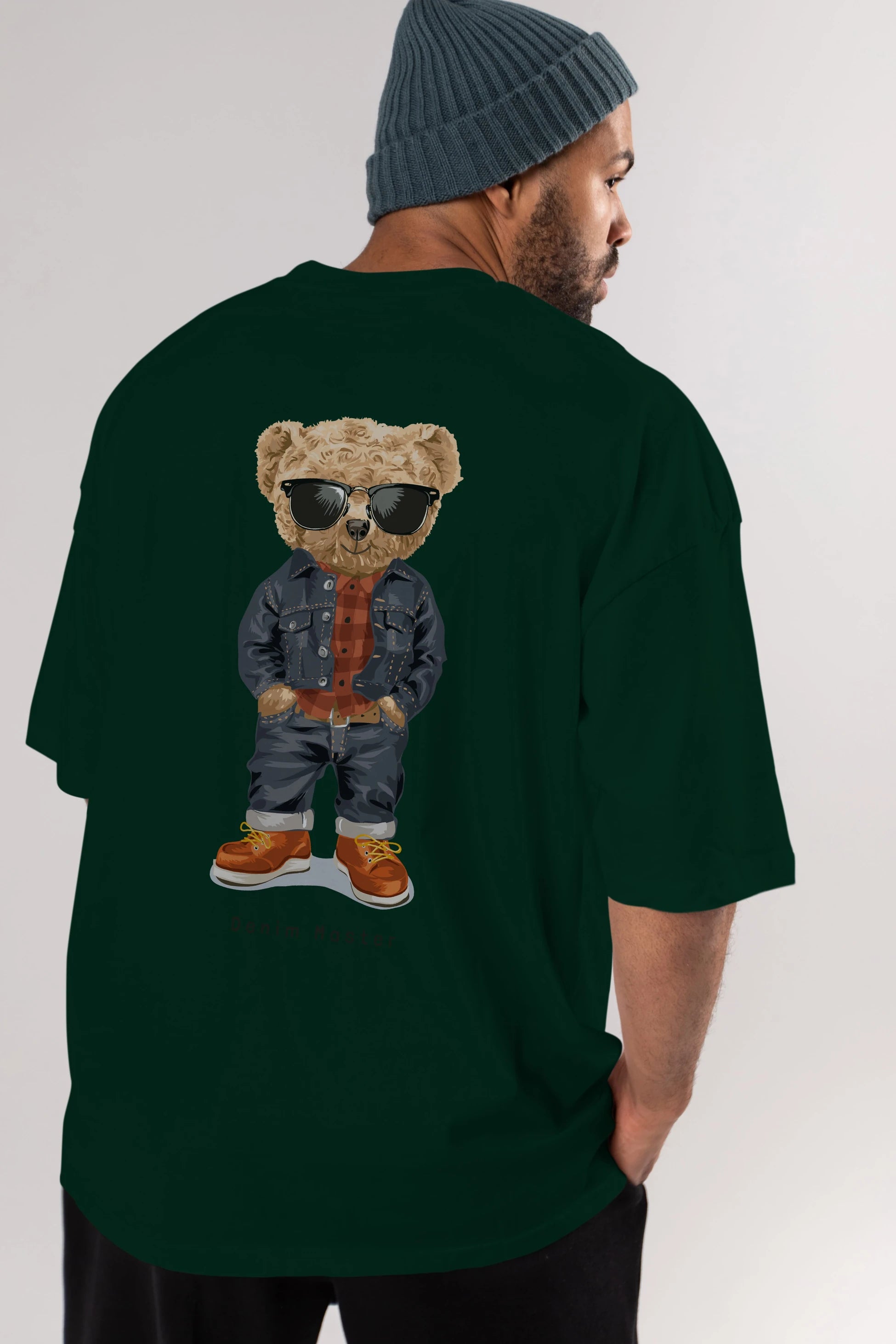 Teddy Bear Tarz Arka Baskılı Oversize t-shirt Erkek Kadın Unisex %100 Pamuk