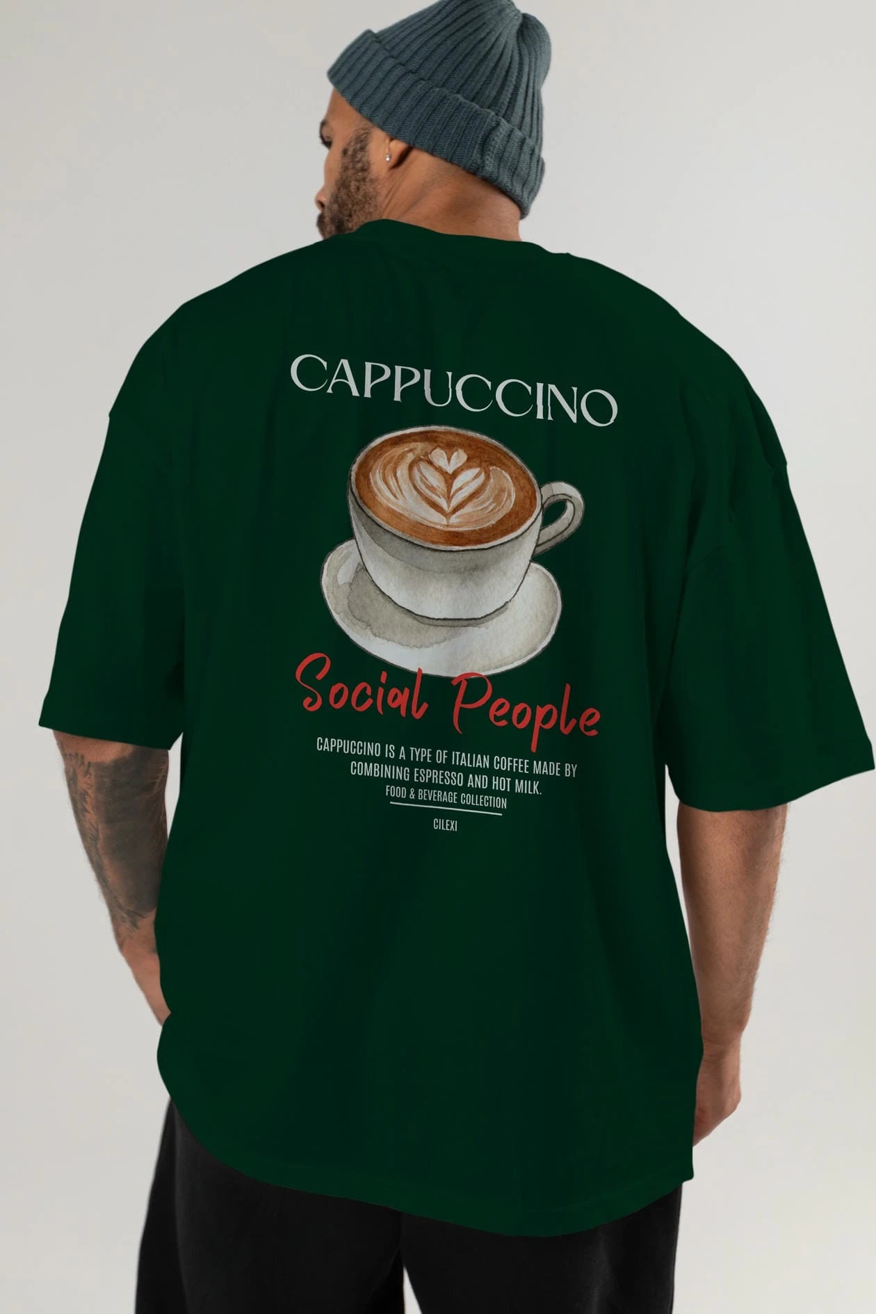Cappuccino Kokteyl Serisi Baskılı Oversize t-shirt Erkek Kadın Unisex %100 Pamuk Bisiklet Yaka tişort
