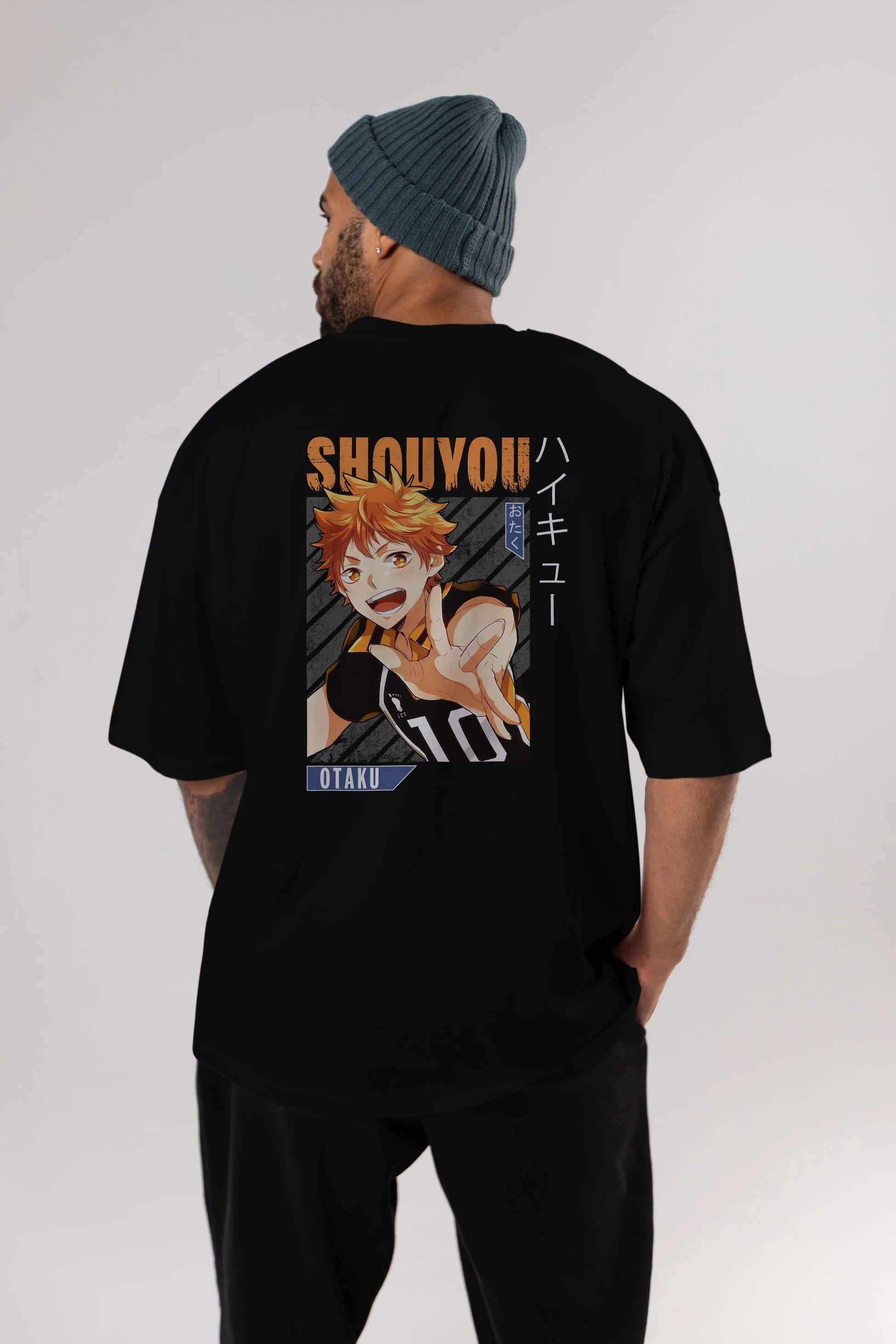 Shouyou Hinata 9 Anime Arka Baskılı Oversize t-shirt Erkek Kadın Unisex