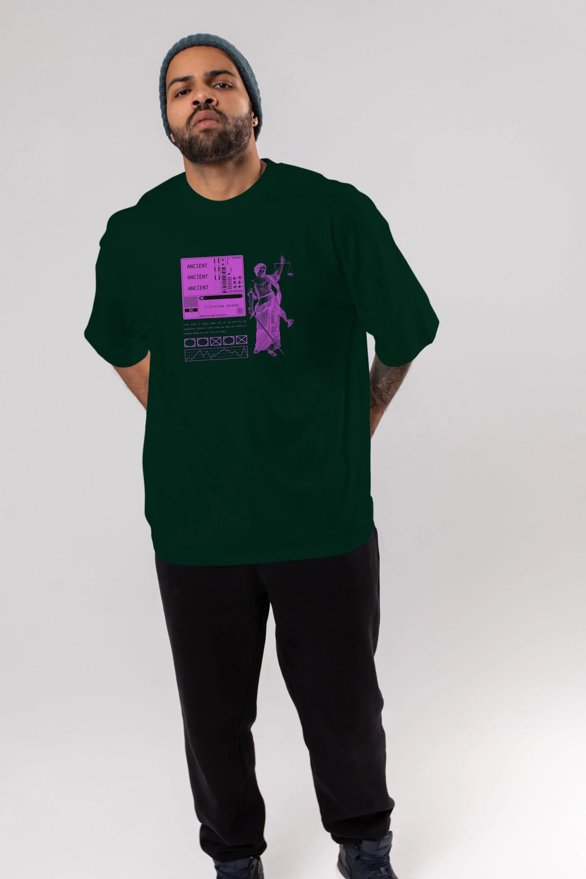 Ancient Streetwear Ön Baskılı Oversize t-shirt Erkek Kadın Unisex