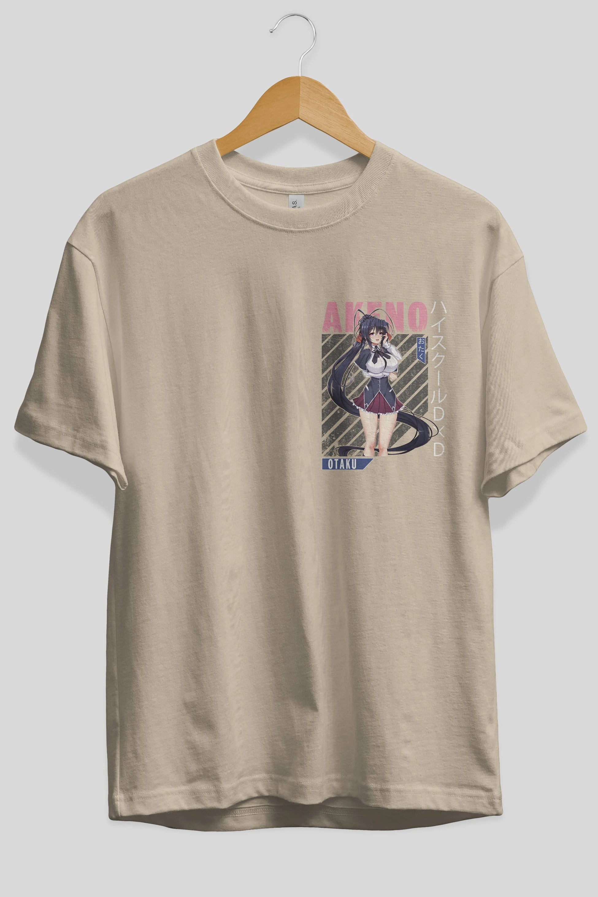 Akeno Himejima 4 Ön Sol Baskılı Oversize t-shirt Erkek Kadın Unisex %100 Pamuk Bisiklet Yaka tişort