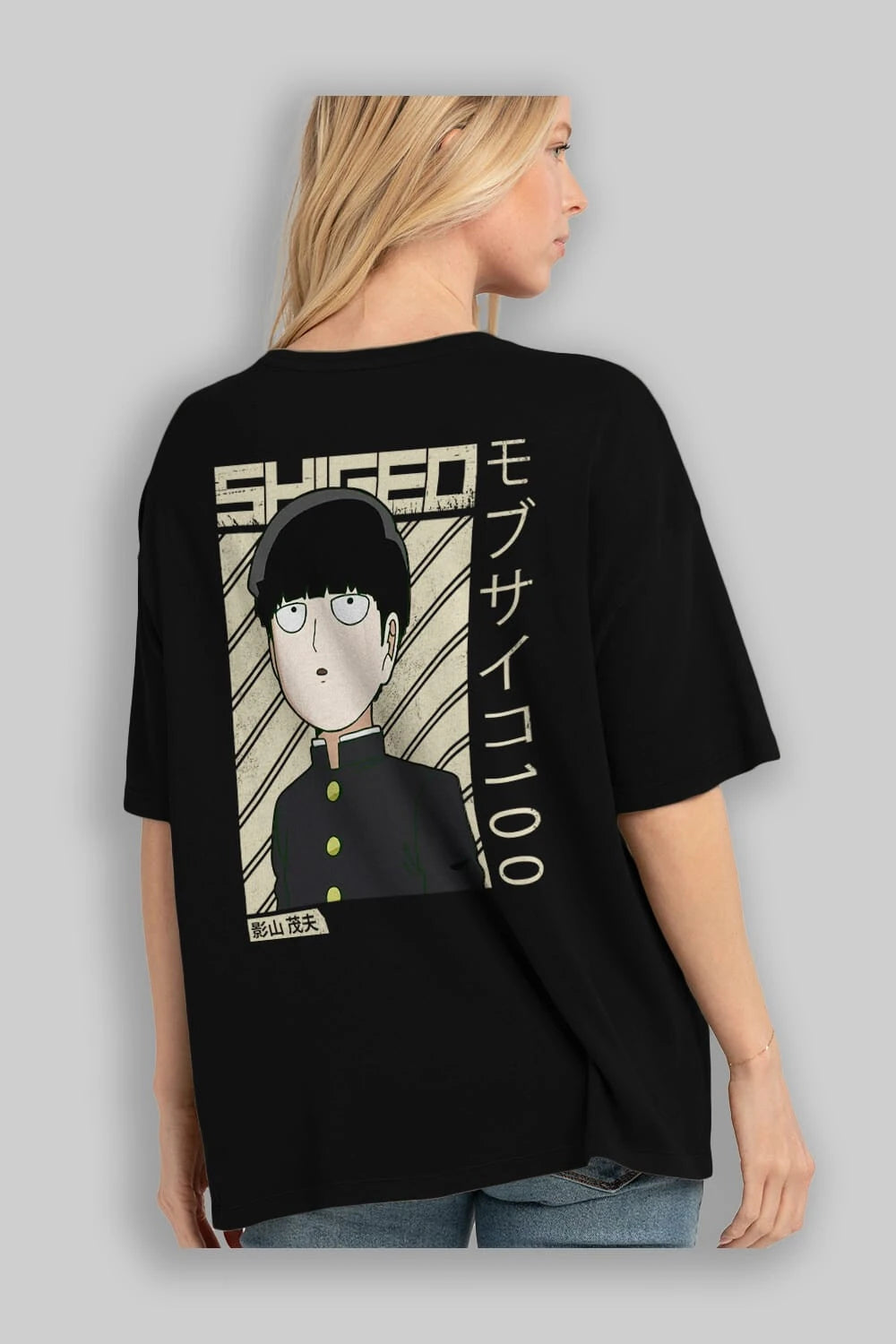 Shigeo Kageyama 2 Anime Arka Baskılı Oversize t-shirt Erkek Kadın Unisex