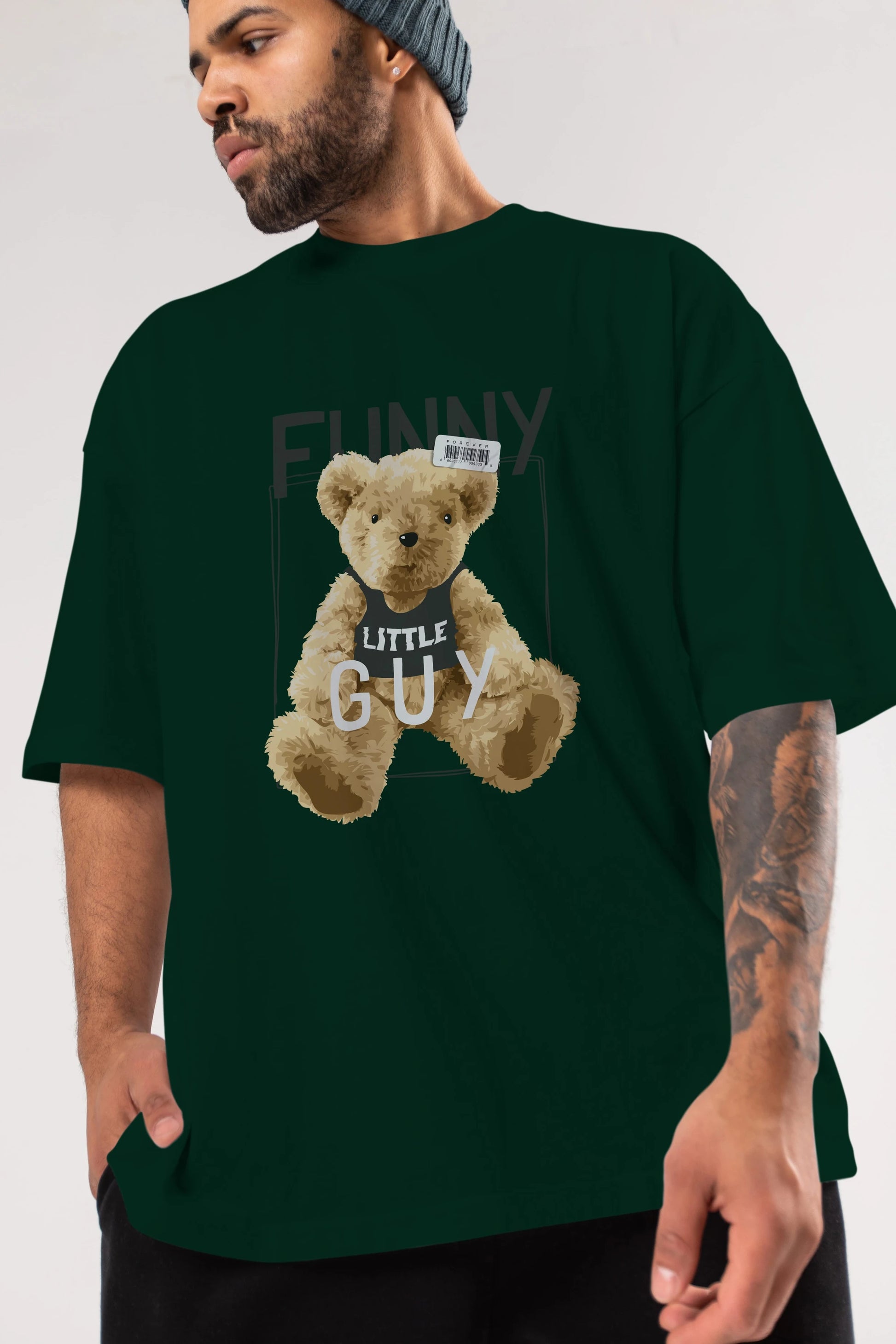 Teddy Bear Funny Ön Baskılı Oversize t-shirt Erkek Kadın Unisex %100 Pamuk