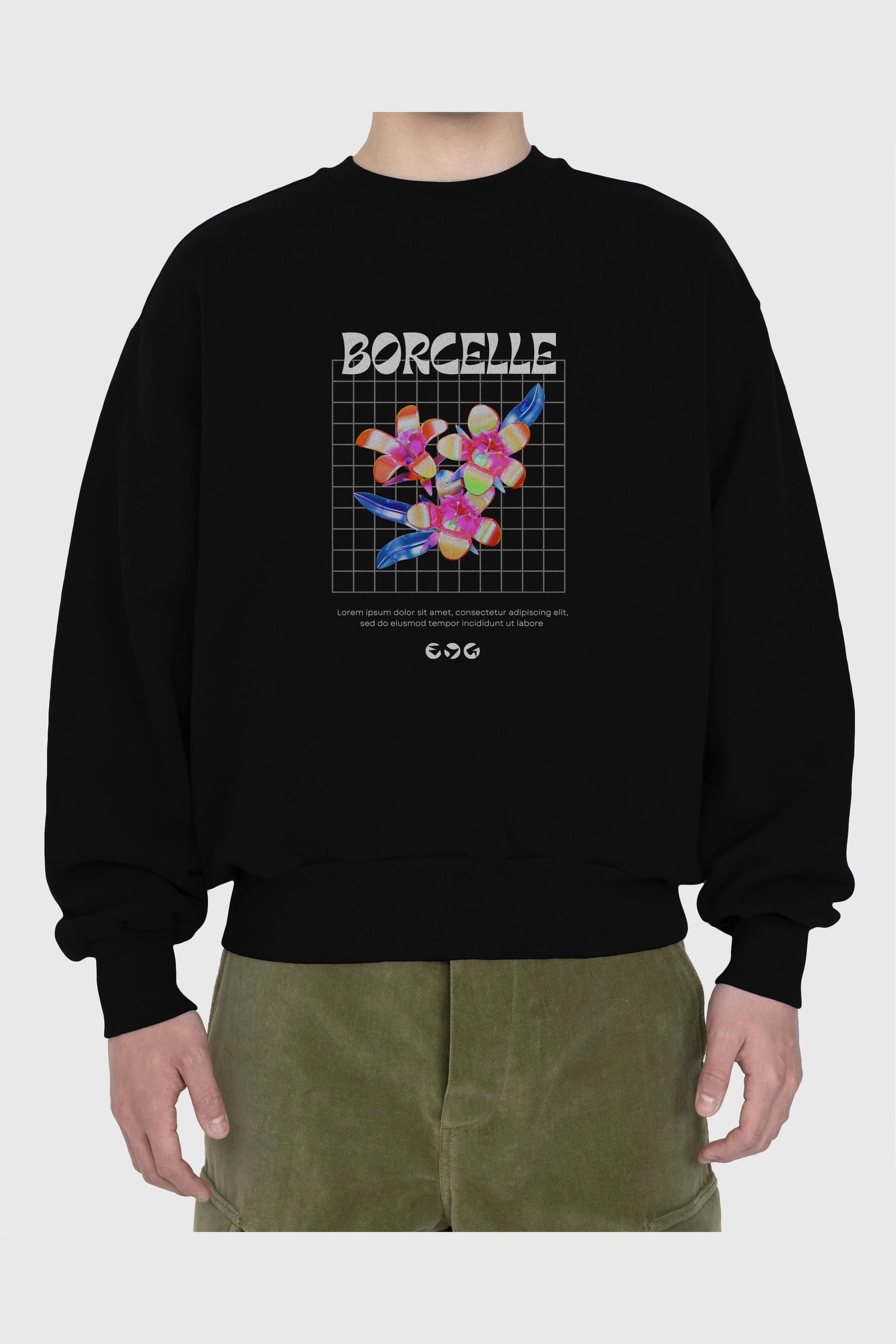 Borcelle Streetwear Ön Baskılı Oversize Sweatshirt Erkek Kadın Unisex