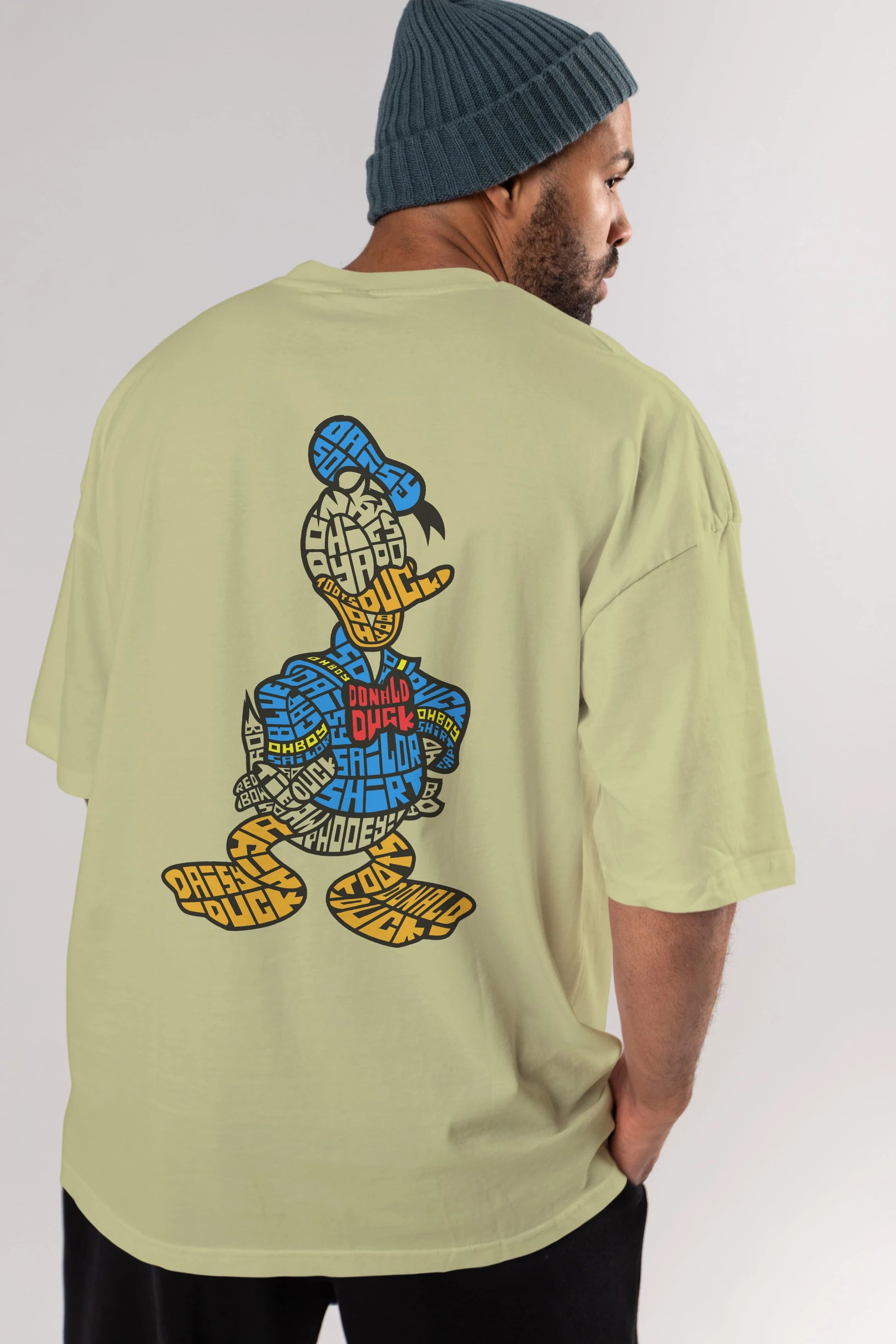 Donald Arka Baskılı Oversize t-shirt %100 pamuk Erkek Kadın Unisex