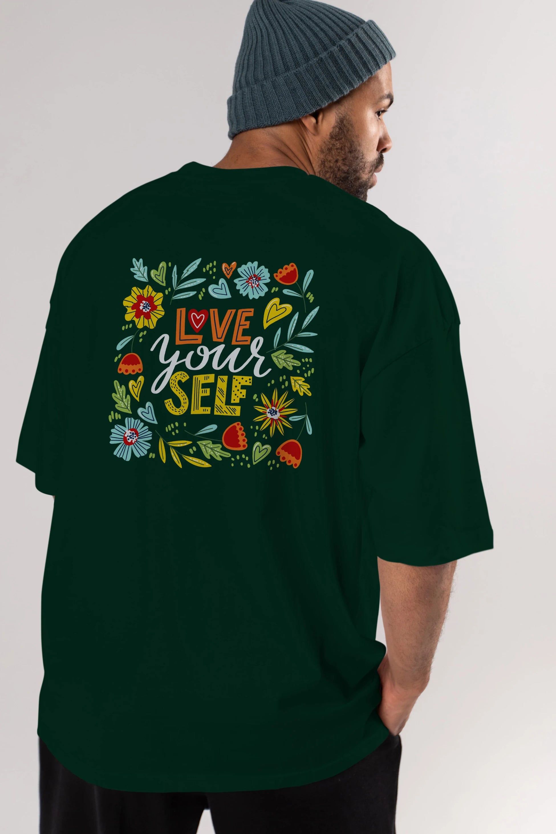 Love Yourself Yazılı Arka Baskılı Oversize t-shirt Erkek Kadın Unisex