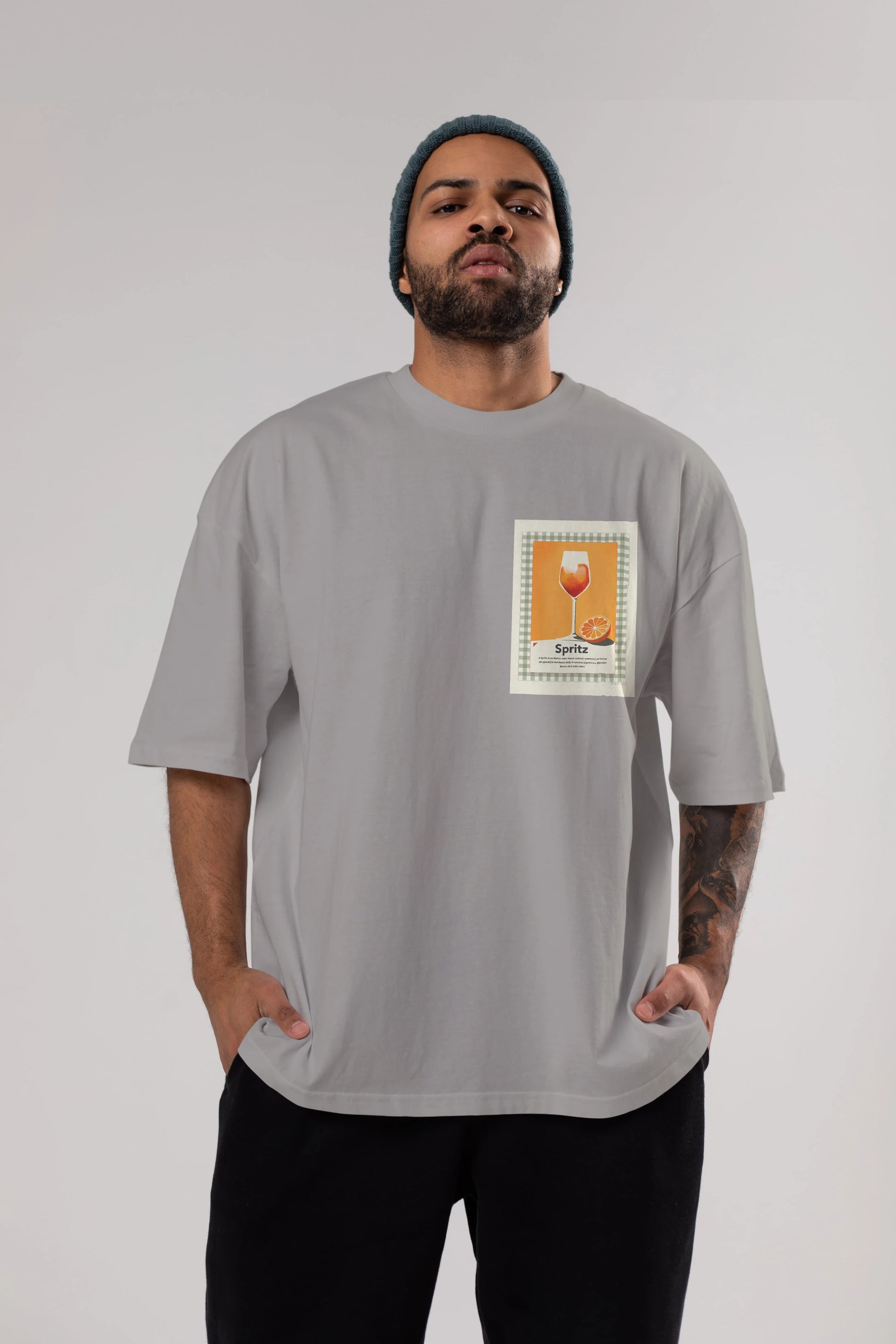 Aperol Spritz 5 Ön Sol Baskılı Oversize t-shirt Erkek Kadın Unisex %100 Pamuk Bisiklet Yaka tişort