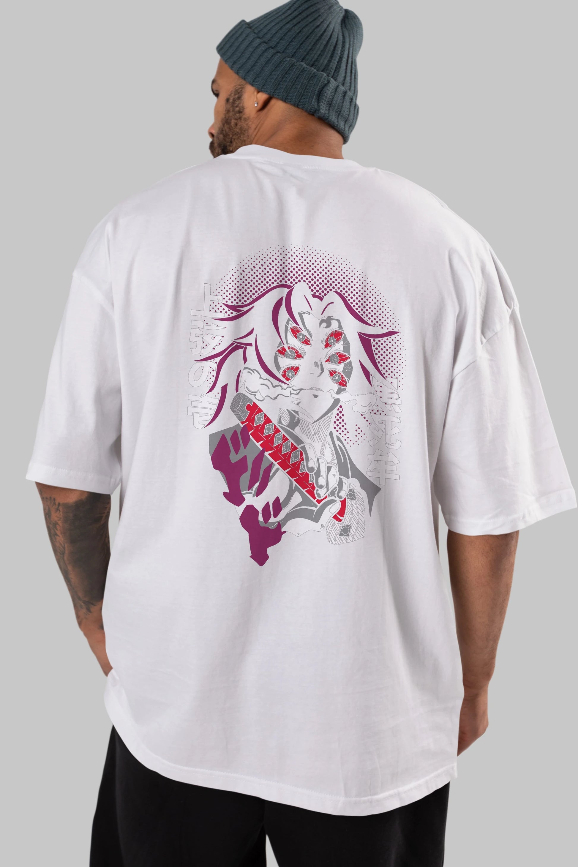 Kokushibo Anime Arka Baskılı Oversize t-shirt Erkek Kadın Unisex