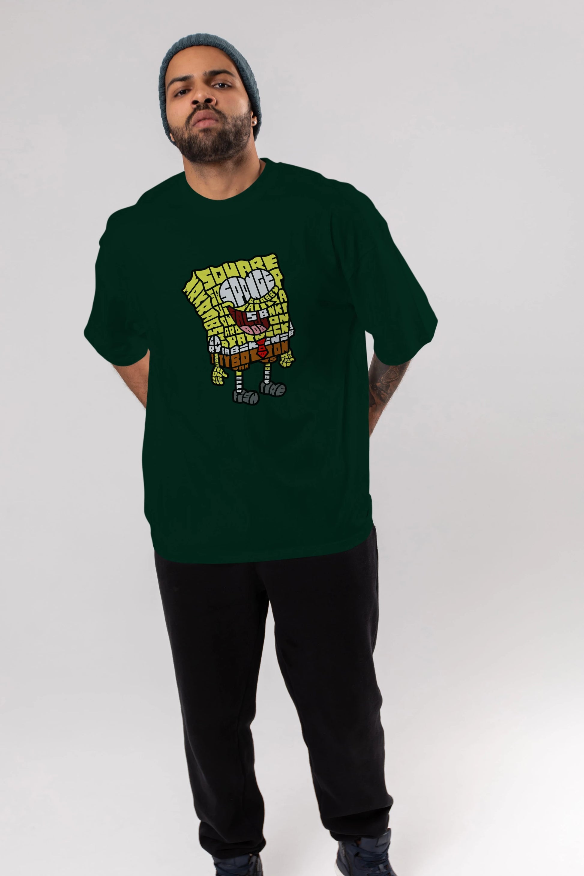 Yellow Sponge Ön Baskılı Oversize t-shirt %100 pamuk Erkek Kadın Unisex