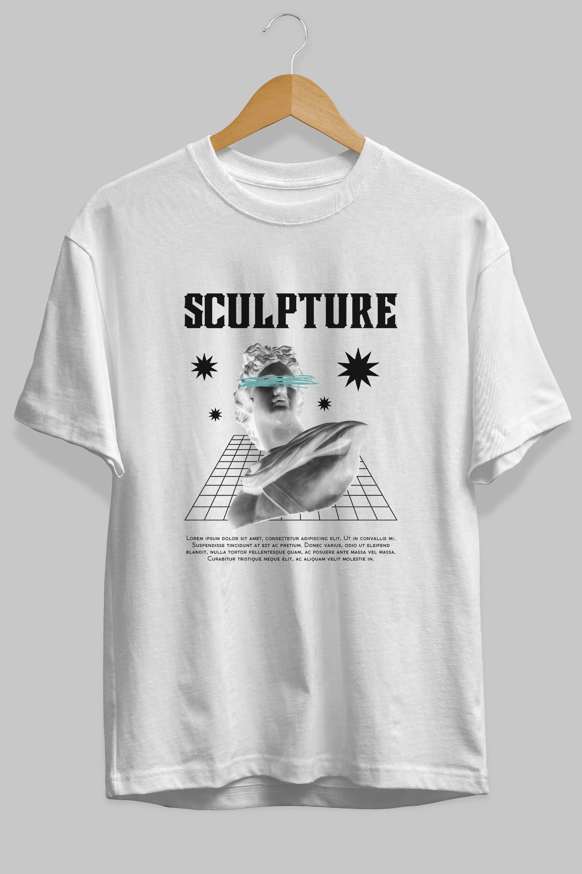 Sculpture Yazılı Ön Baskılı Oversize t-shirt Erkek Kadın Unisex
