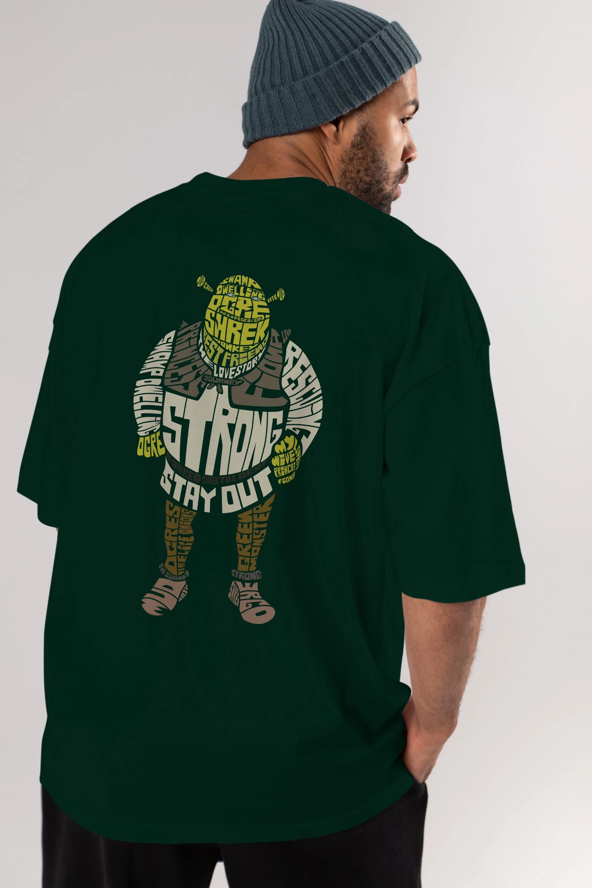 Shrek Arka Baskılı Oversize t-shirt %100 pamuk Erkek Kadın Unisex