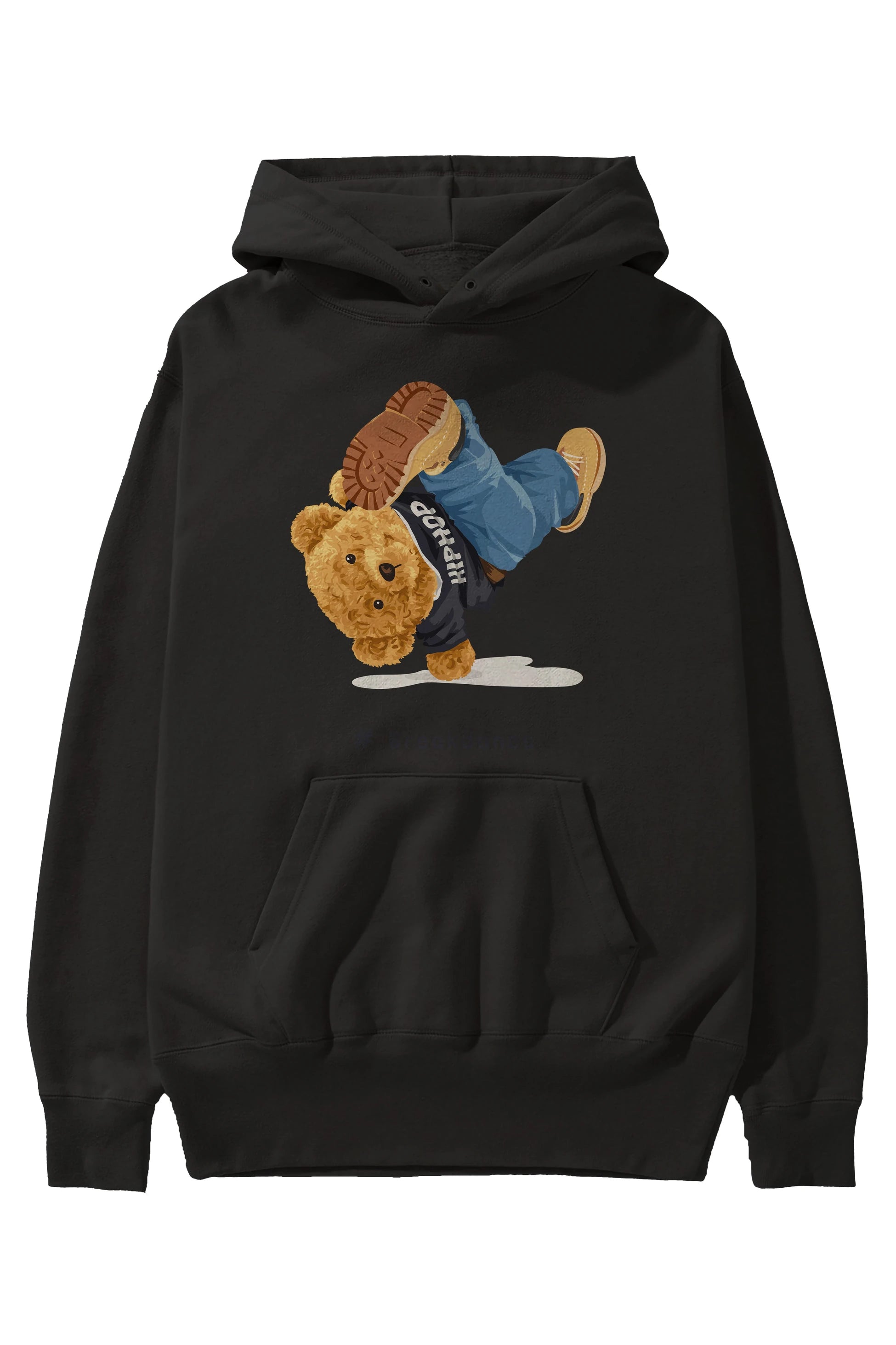 Teddy Bear Breakdance Ön Baskılı Hoodie Oversize Kapüşonlu Sweatshirt Erkek Kadın Unisex