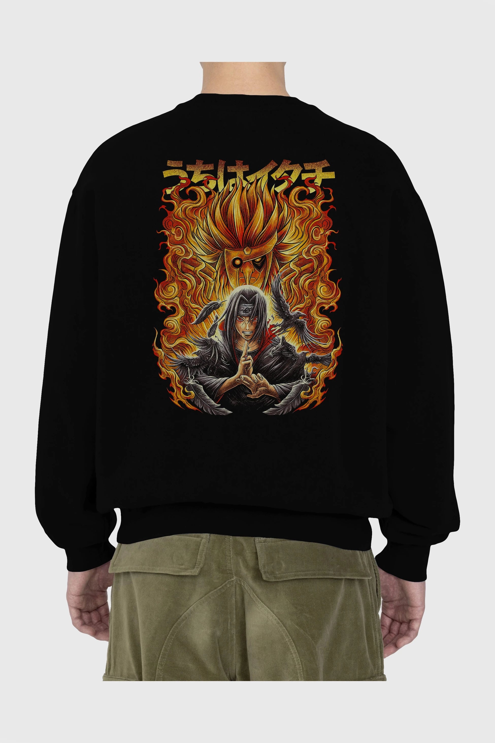 NARUTO ITACHI UCHIHA Anime Arka Baskılı Oversize Sweatshirt Erkek Kadın Unisex