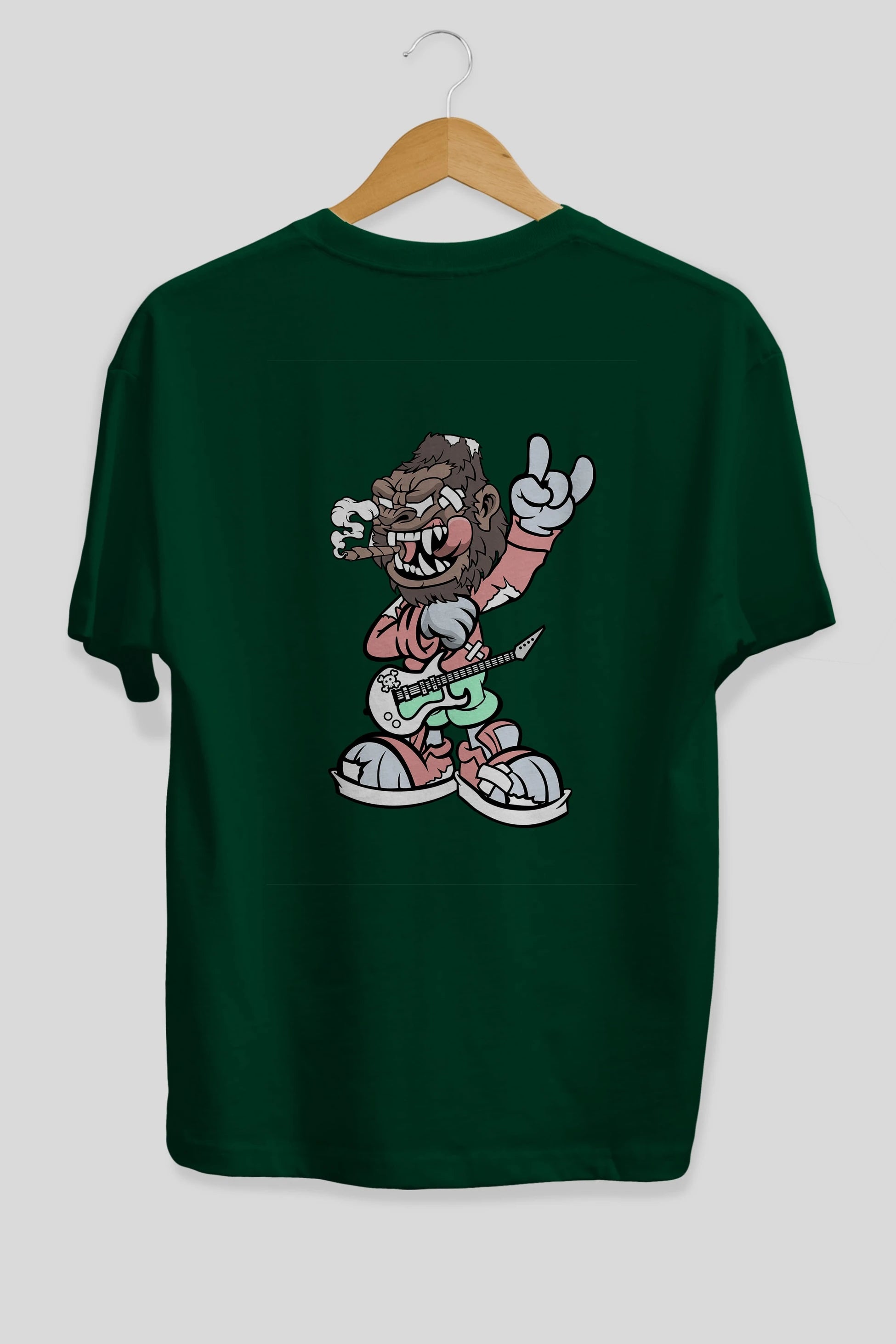 Gorilla Rockstar Arka Baskılı Oversize t-shirt Erkek Kadın Unisex %100 Pamuk tişort