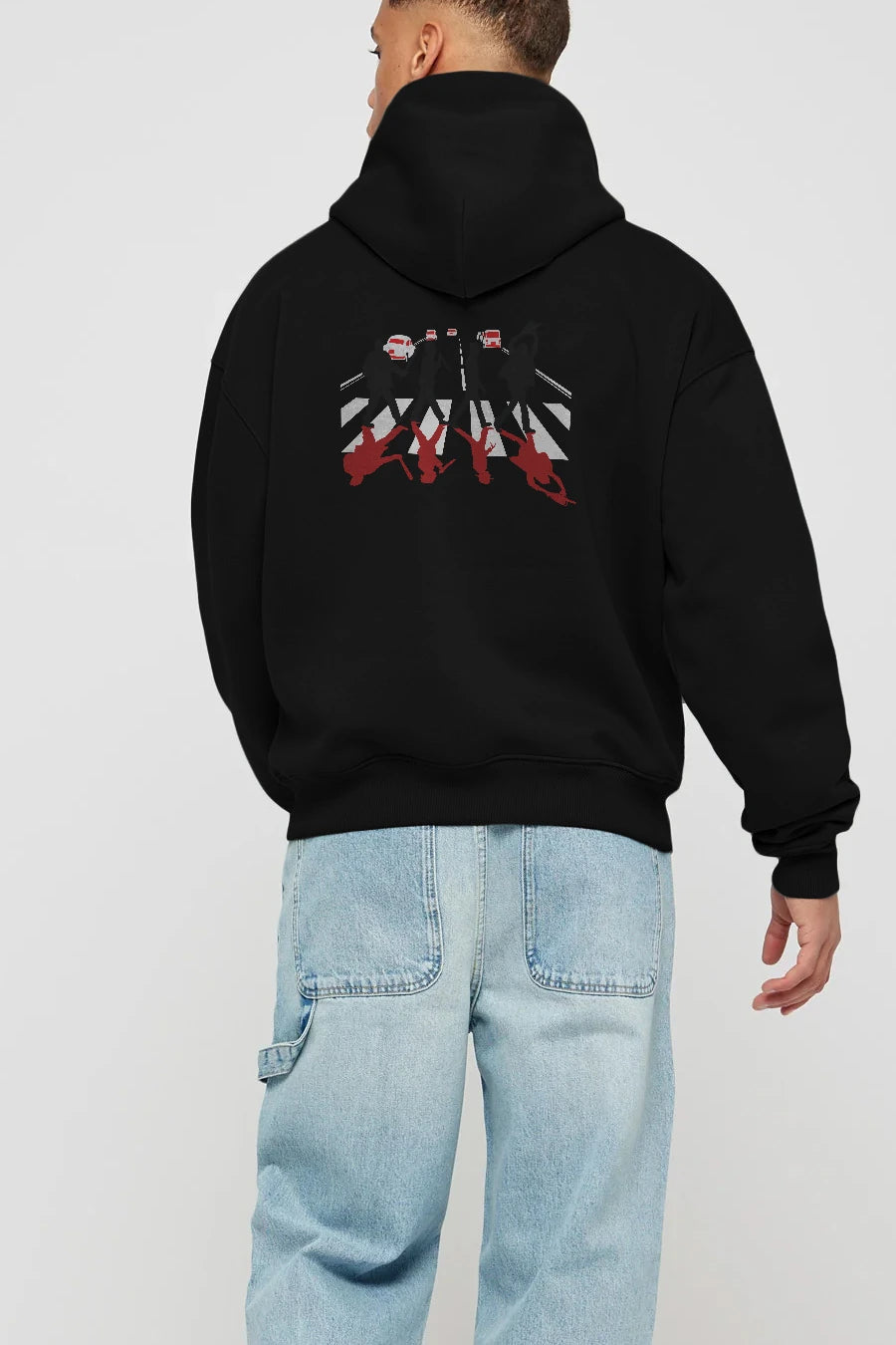Abbey Road Killer Red Arka Baskılı Hoodie Oversize Kapüşonlu Sweatshirt Erkek Kadın Unisex