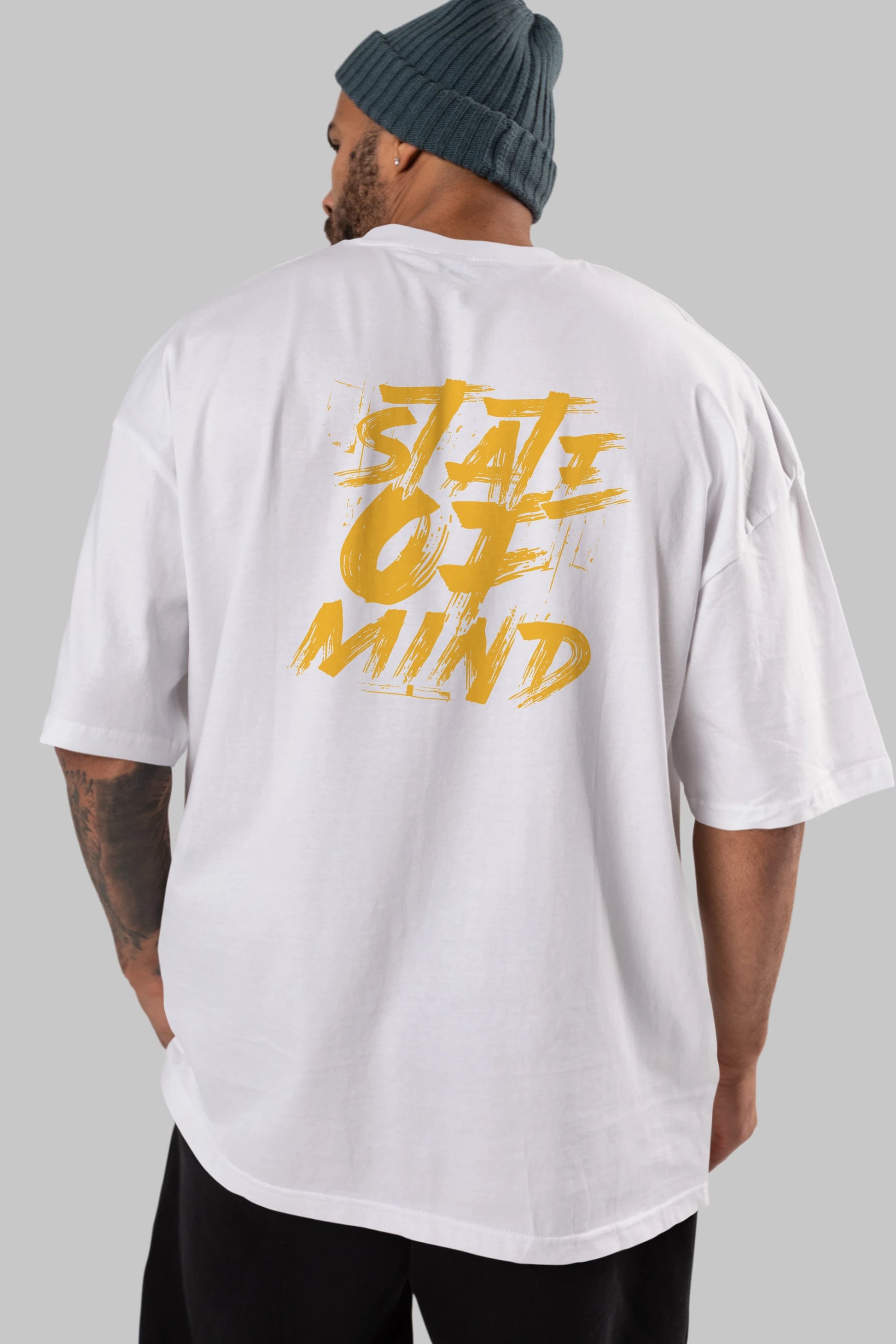 State on Mind Arka Baskılı Oversize t-shirt Erkek Kadın Unisex