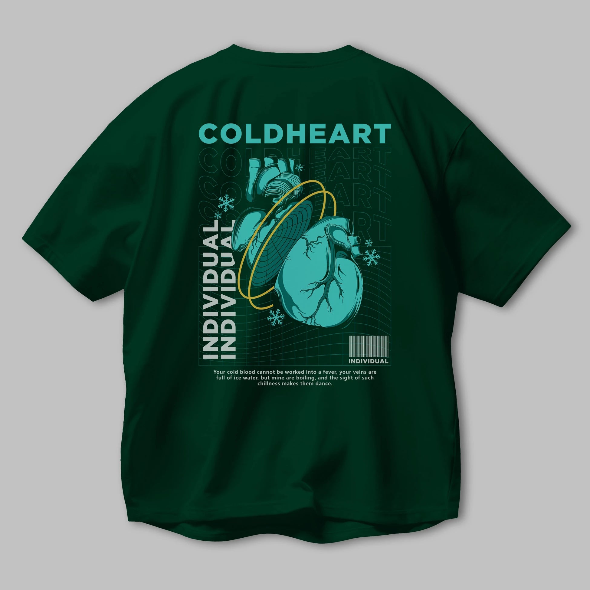 Cold Heart Arka Baskılı Oversize t-shirt Erkek Kadın Unisex
