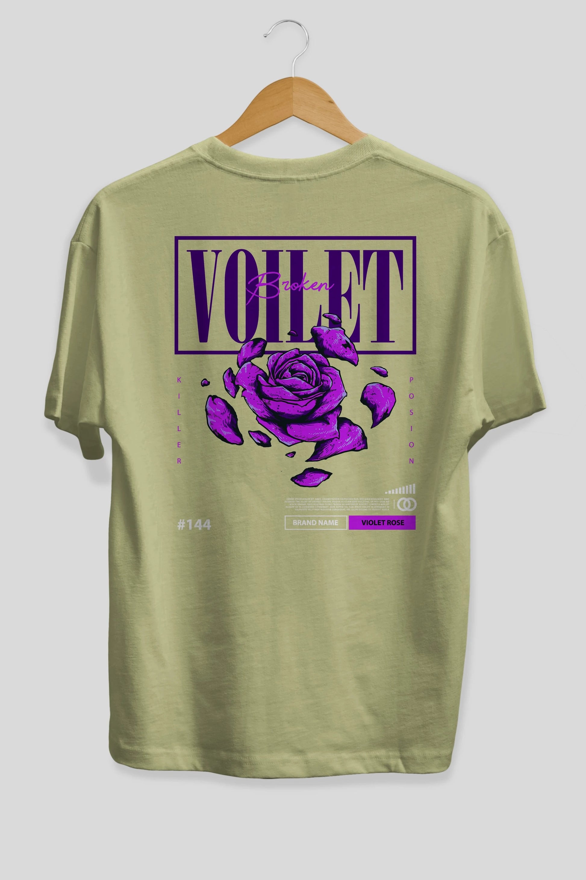 Voilet Broken Arka Baskılı Oversize t-shirt Erkek Kadın Unisex